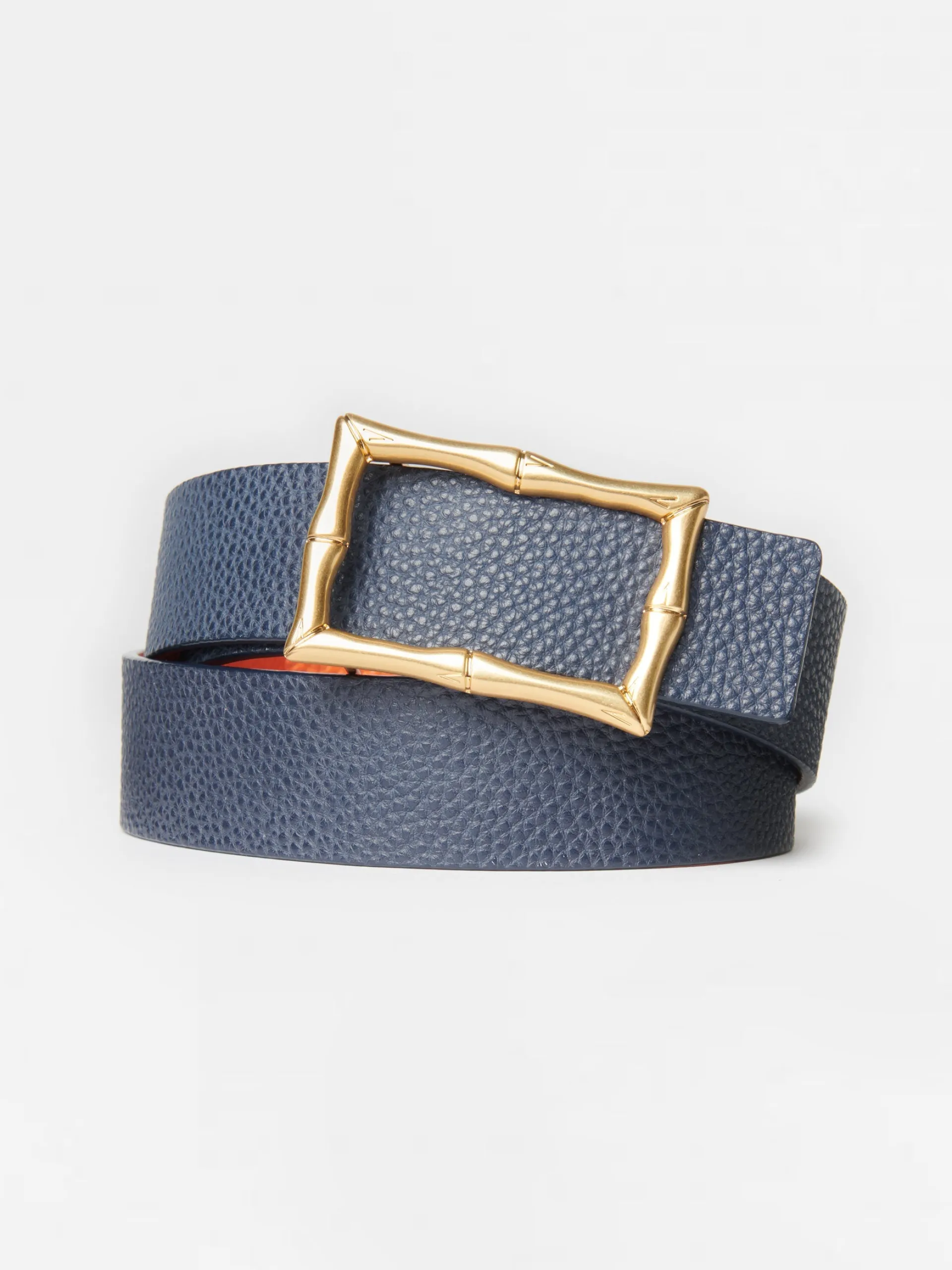 J.McLaughlin Lina Reversible Leather Belt Navy/Orange Online