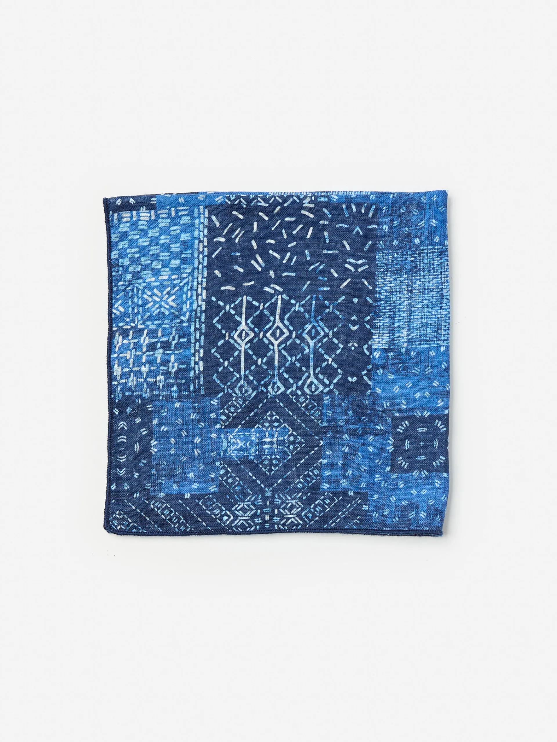 J.McLaughlin Linen Pocket Square in Diamond Patch Navy/DenimBlue Best