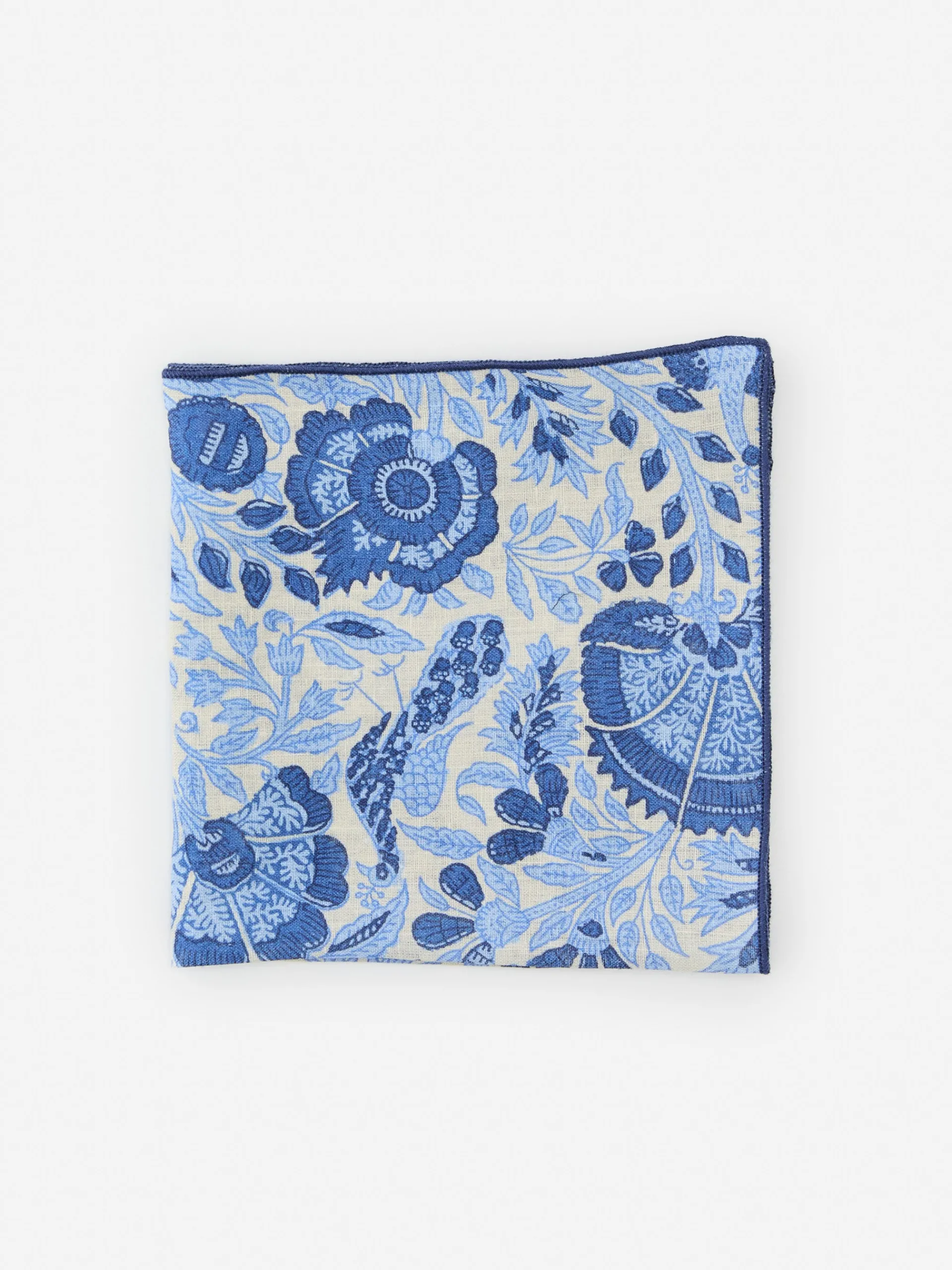 J.McLaughlin Linen Pocket Square in Eastern Blooms Blue/Multi Outlet