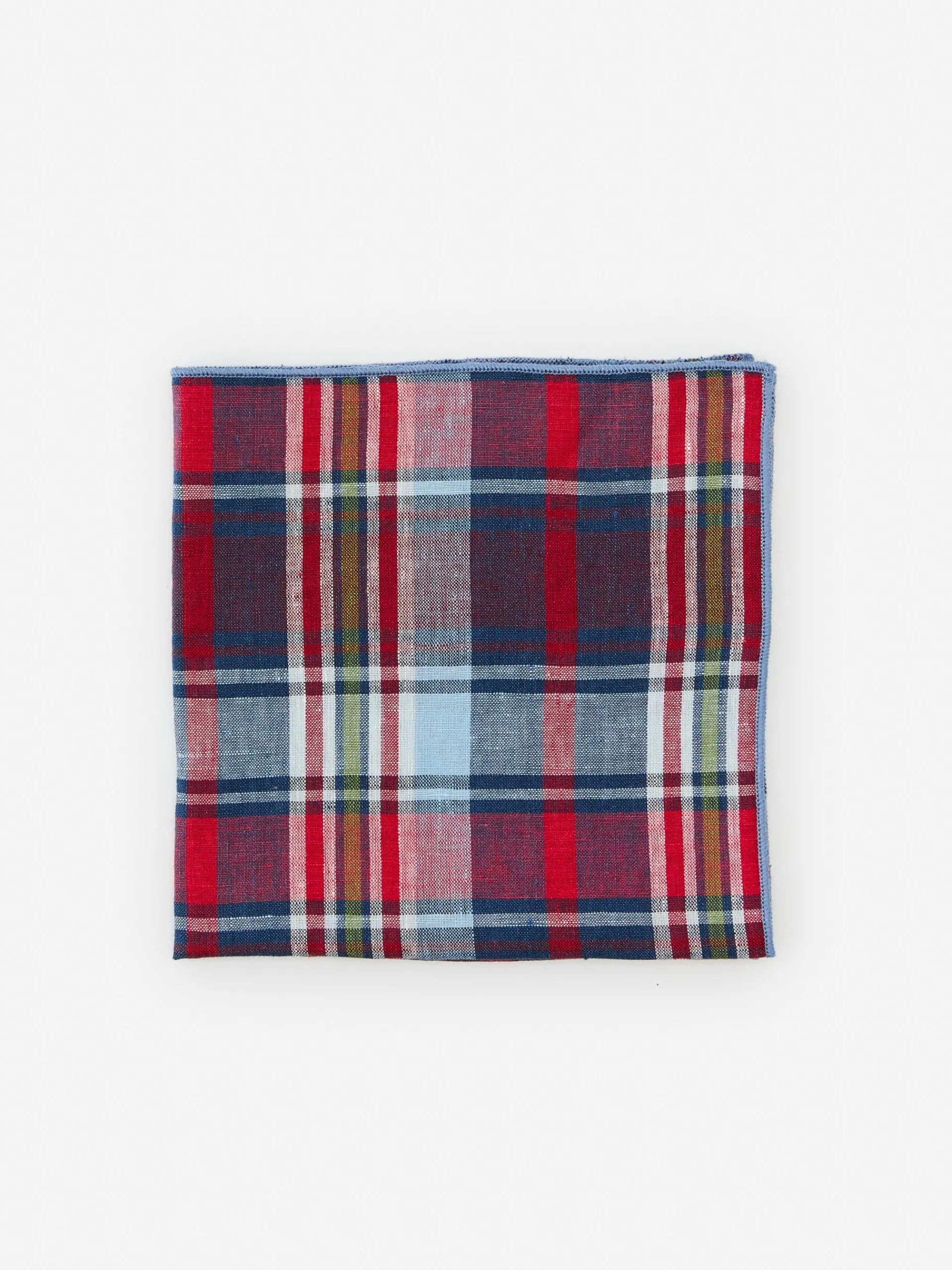 J.McLaughlin Linen Pocket Square in Plaid Red/Multi Shop