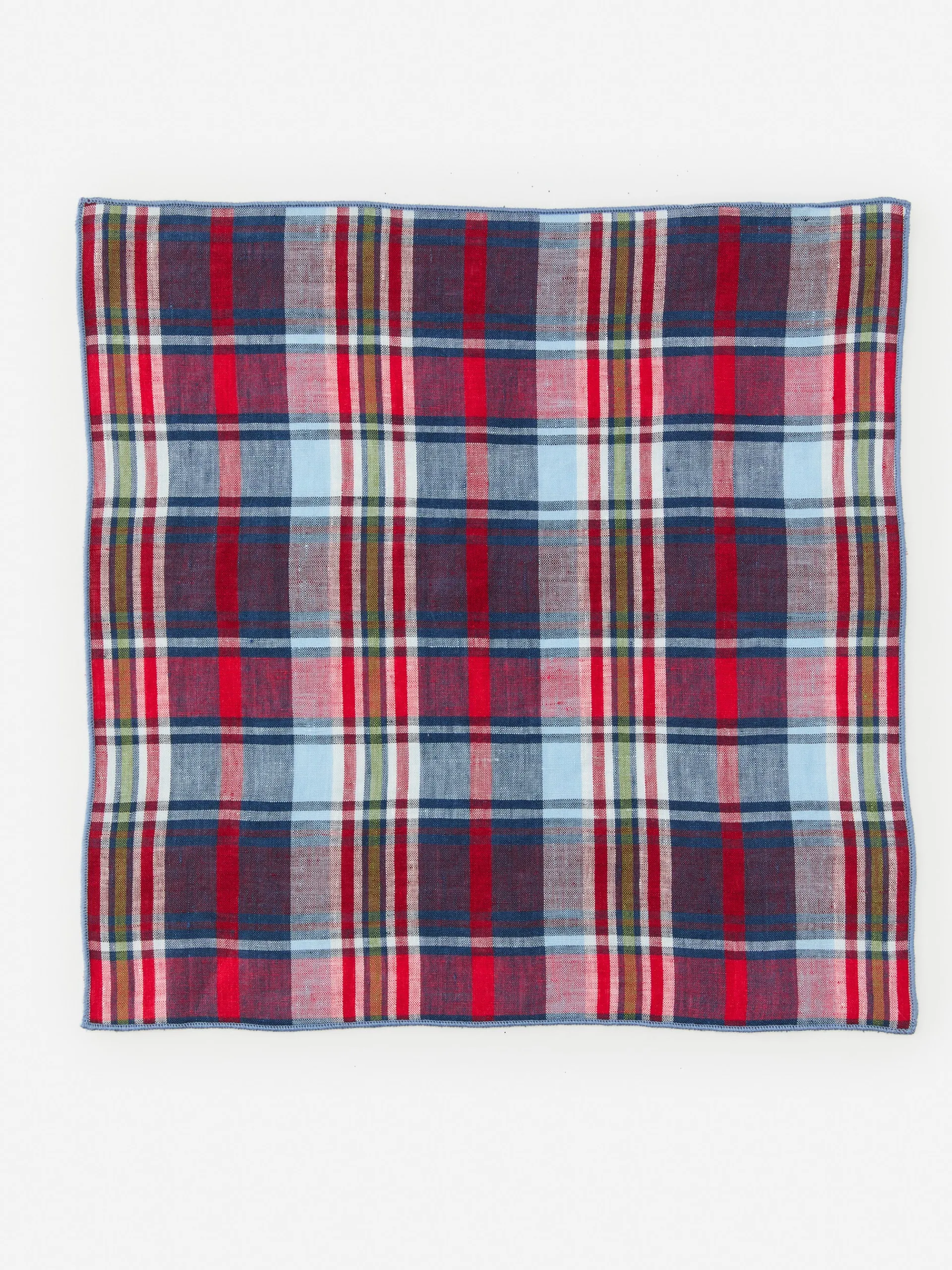 J.McLaughlin Linen Pocket Square in Plaid Red/Multi Shop