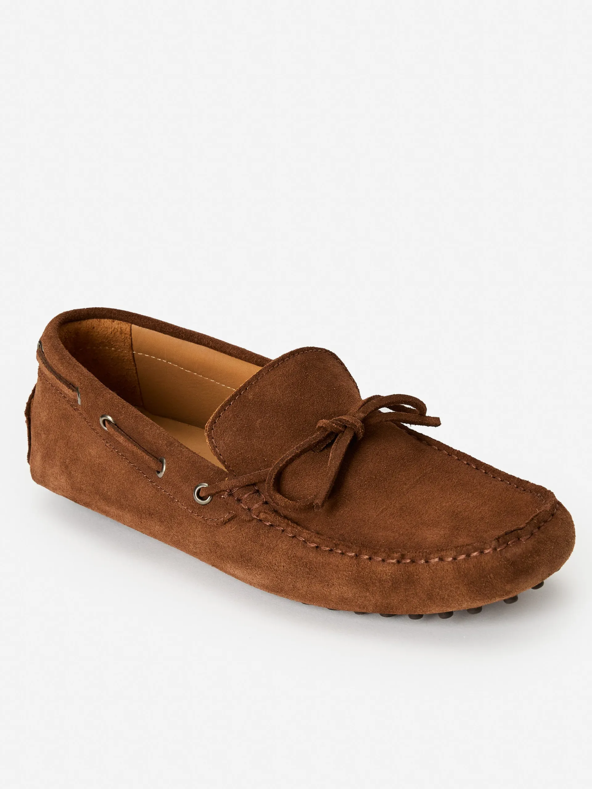 J.McLaughlin Linus Suede Driving Moccasins DarkBrown Flash Sale