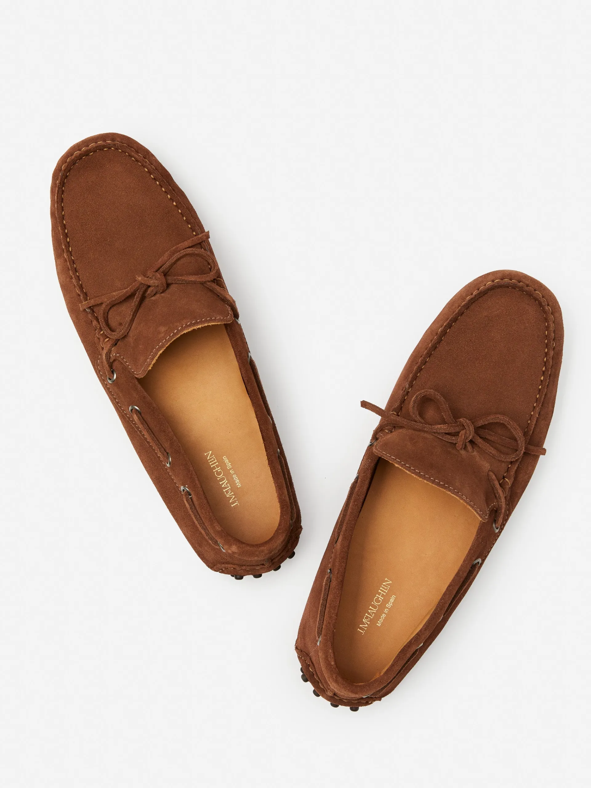 J.McLaughlin Linus Suede Driving Moccasins DarkBrown Flash Sale