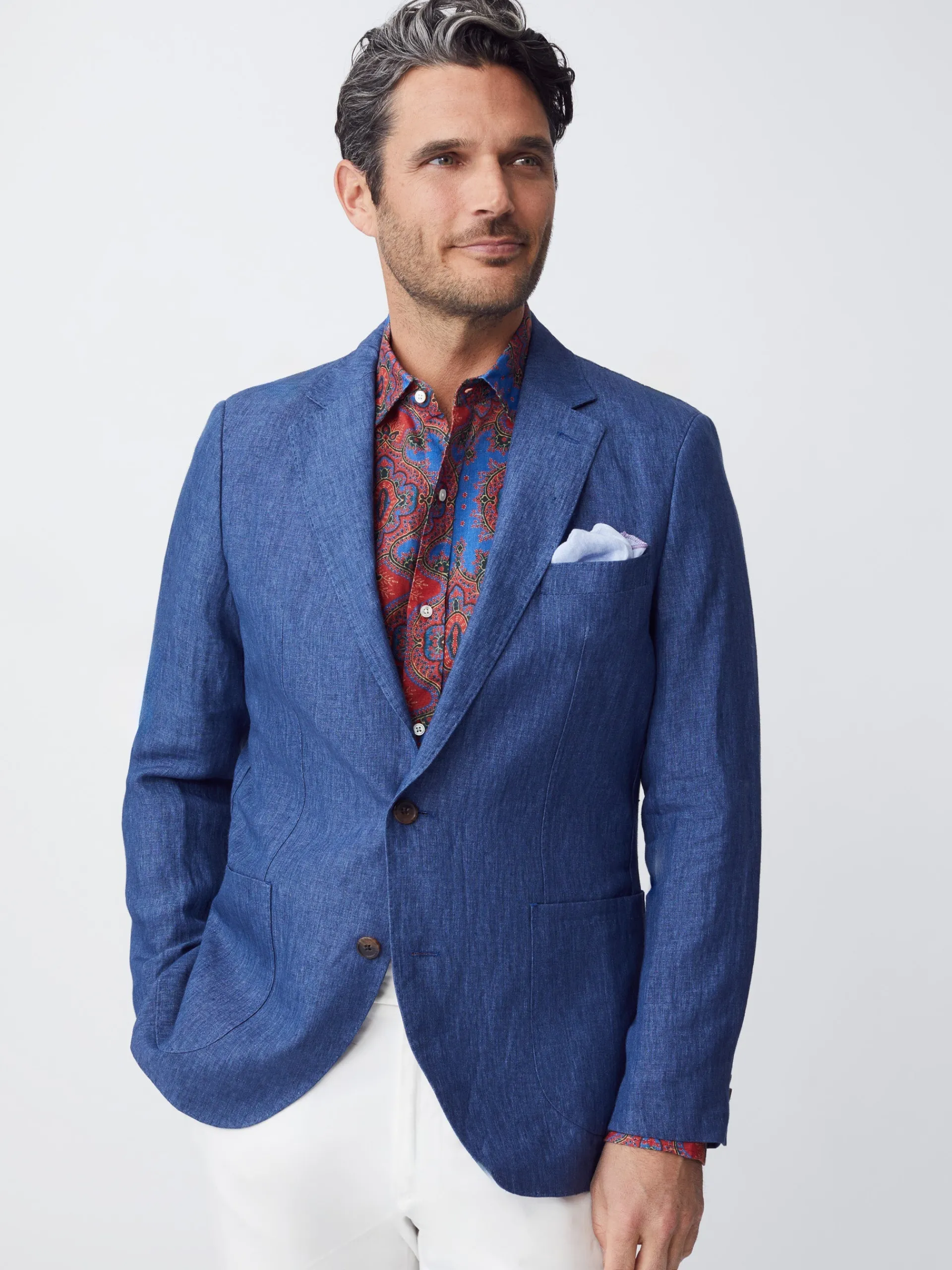 J.McLaughlin Lisbon Linen Sport Coat HeatherNavy Best
