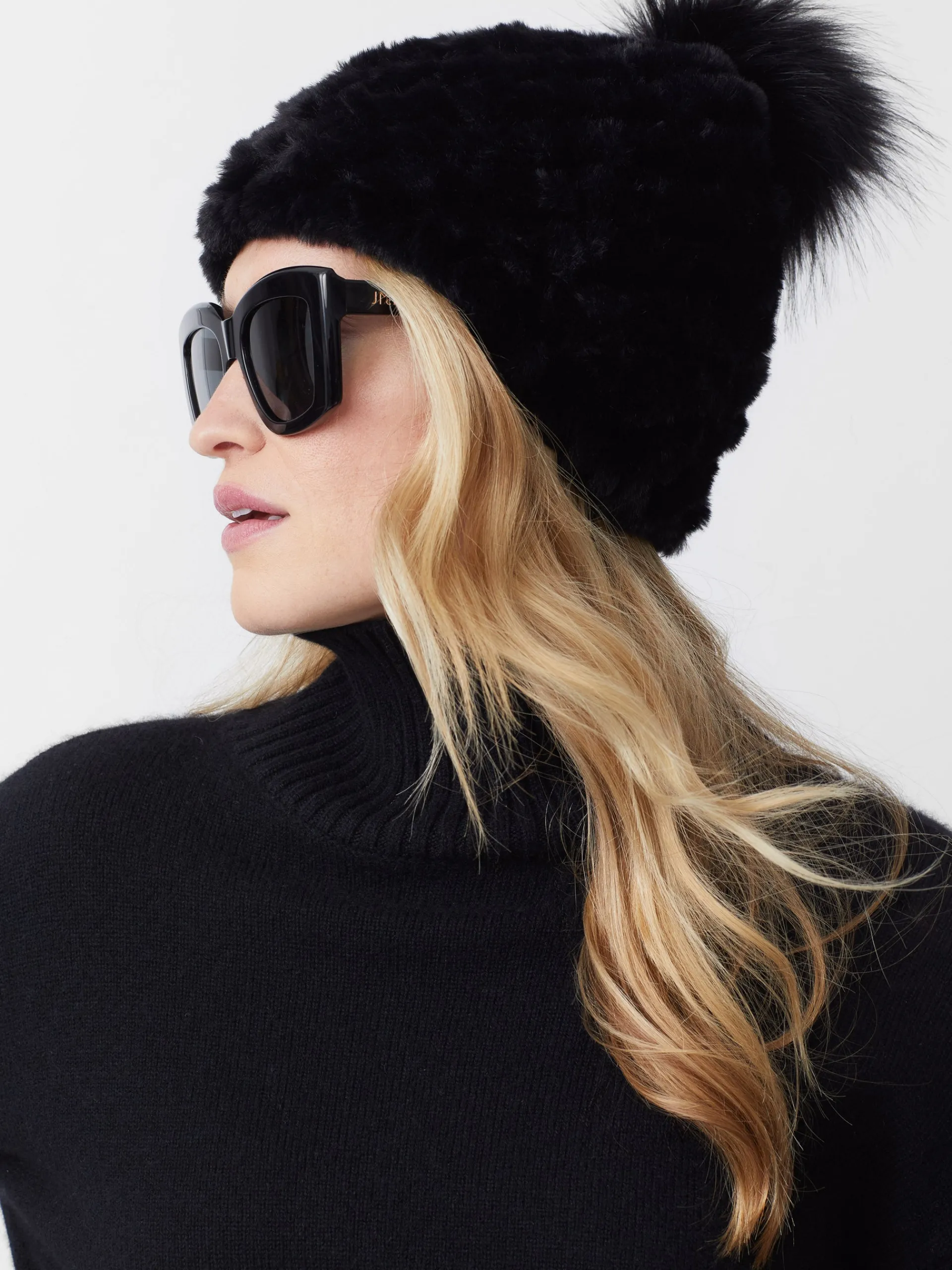 J.McLaughlin Loulou Faux Fur Beanie Black Clearance