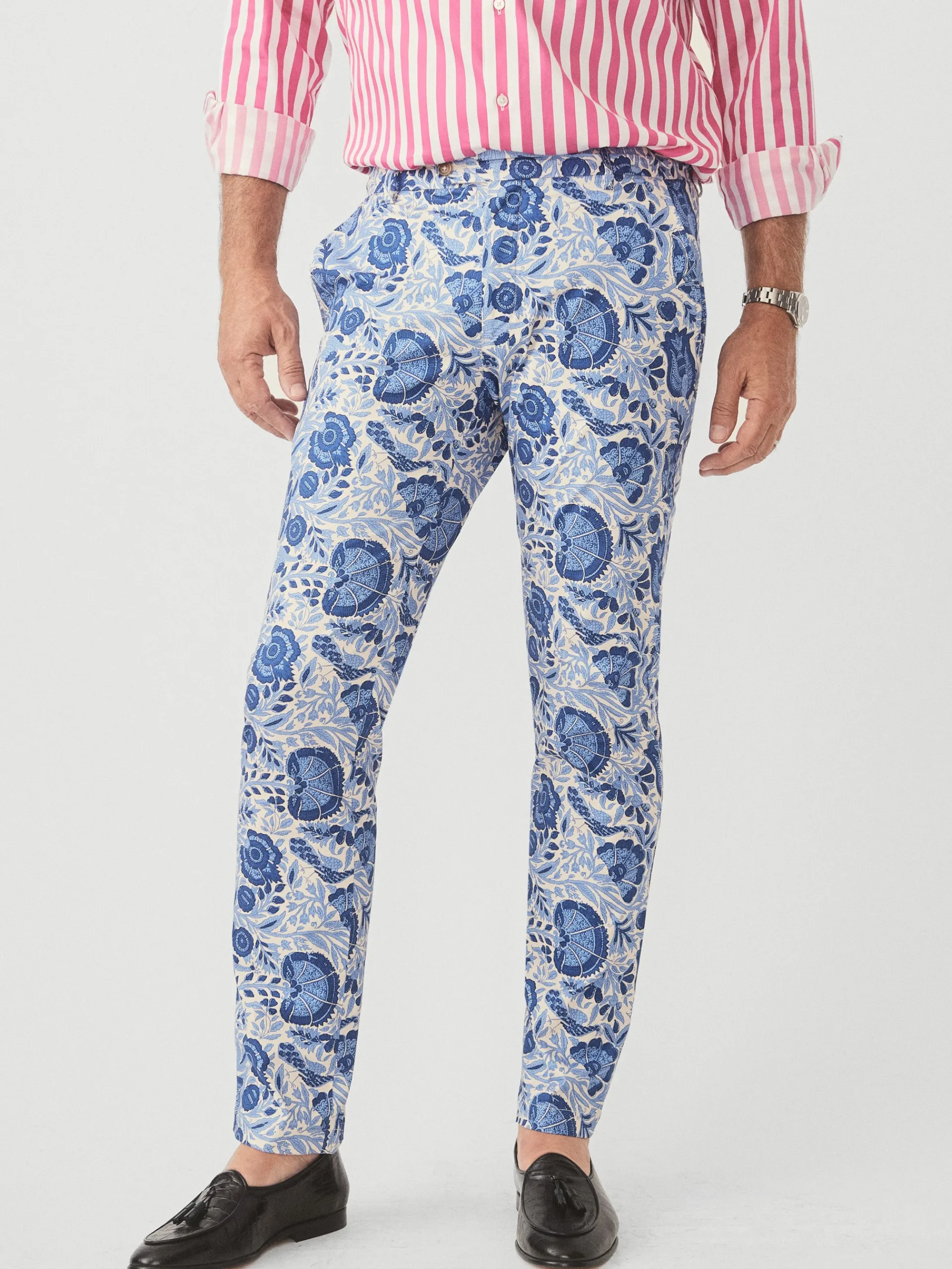 J.McLaughlin Lukas Pants in Eastern Blooms Sand/Navy/Denim Sale