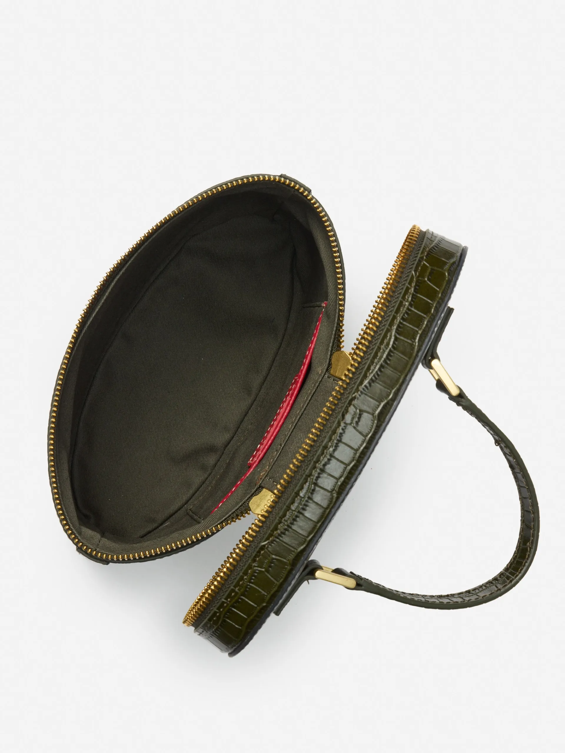 J.McLaughlin Lyla Leather Bucket Bag in Croc Olive Best