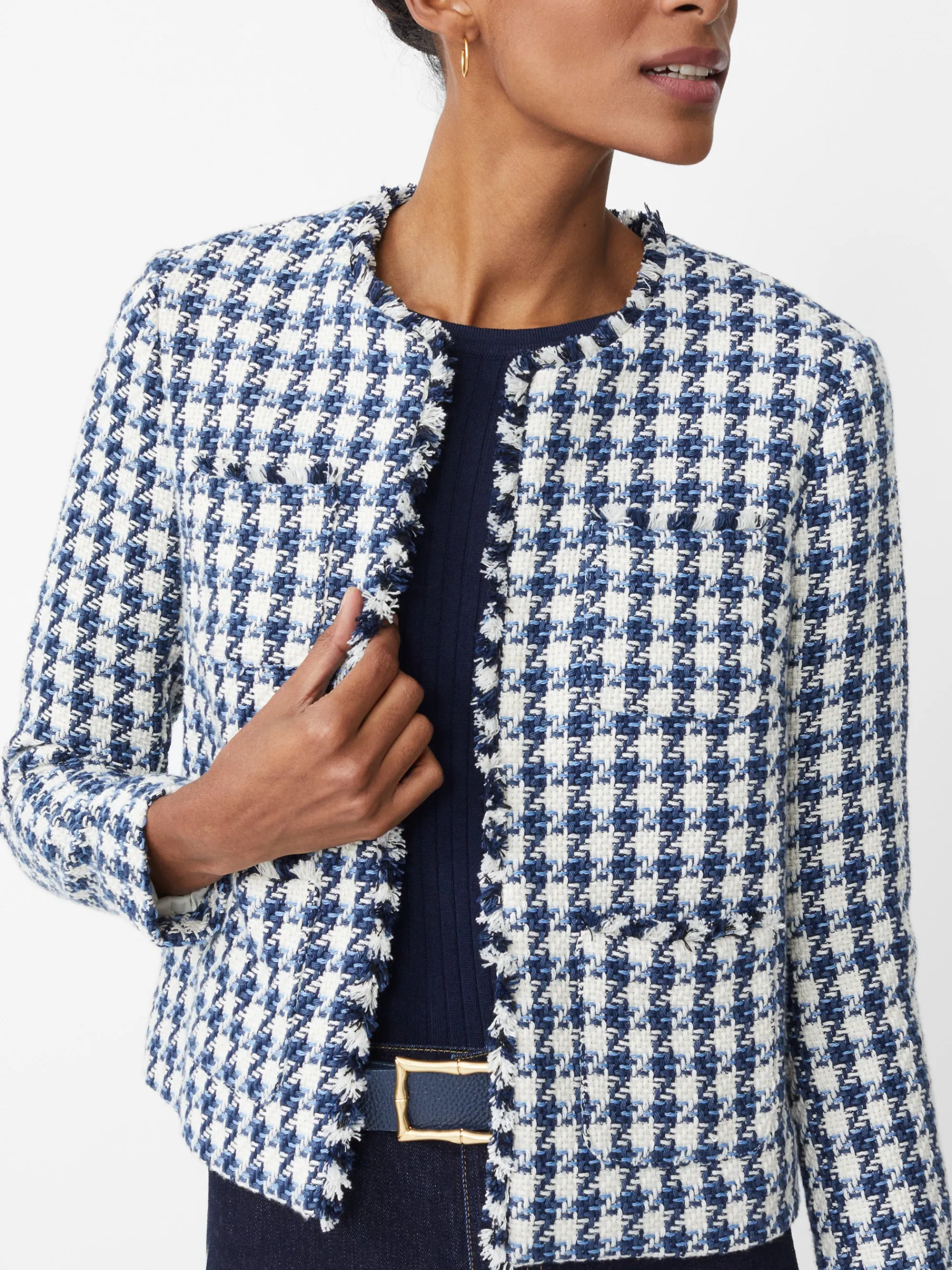 J.McLaughlin Martha Jacket in Houndstooth White/Navy/LightBlue Shop