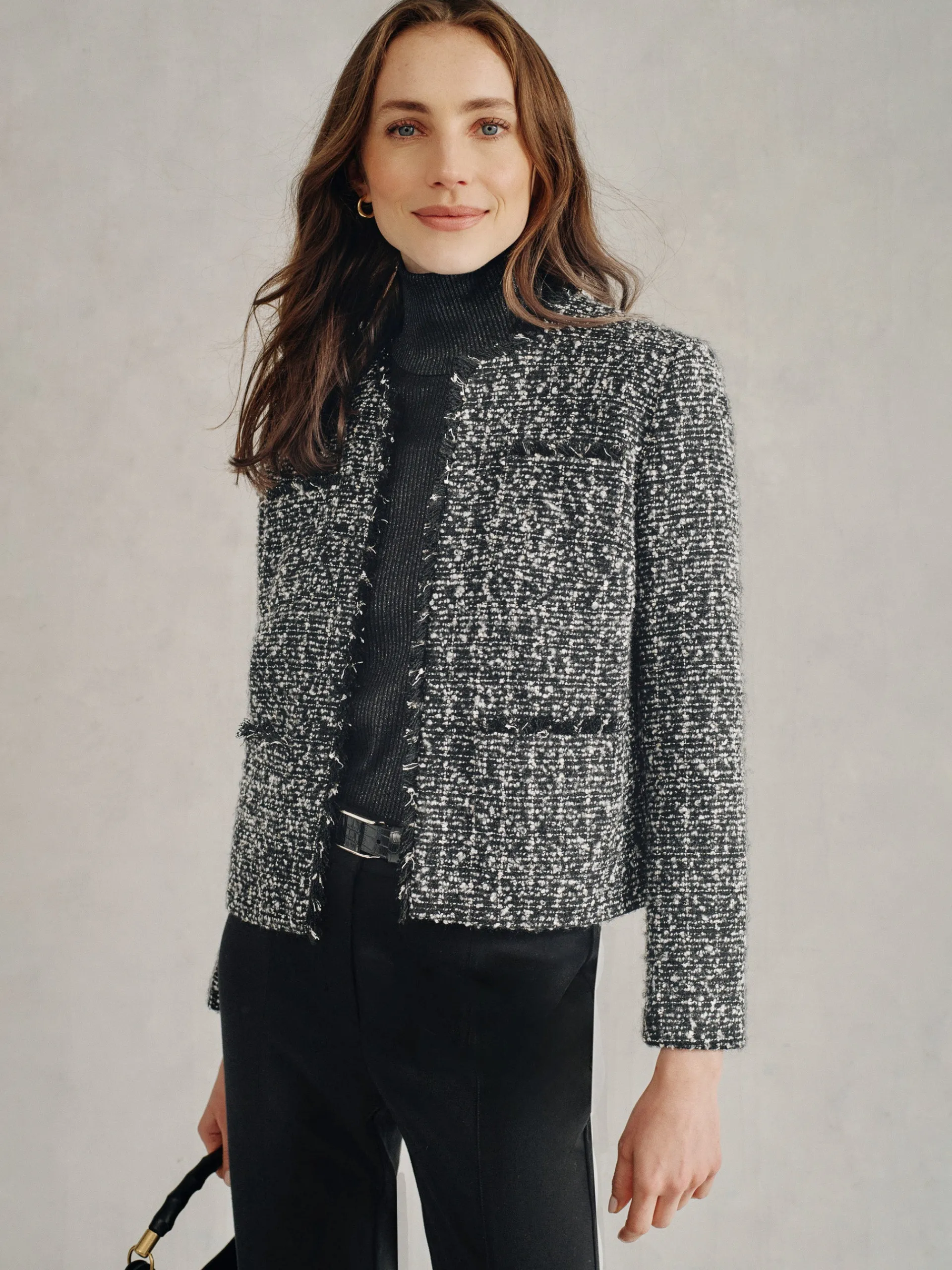J.McLaughlin Martha Tweed Jacket Black/Gray Sale