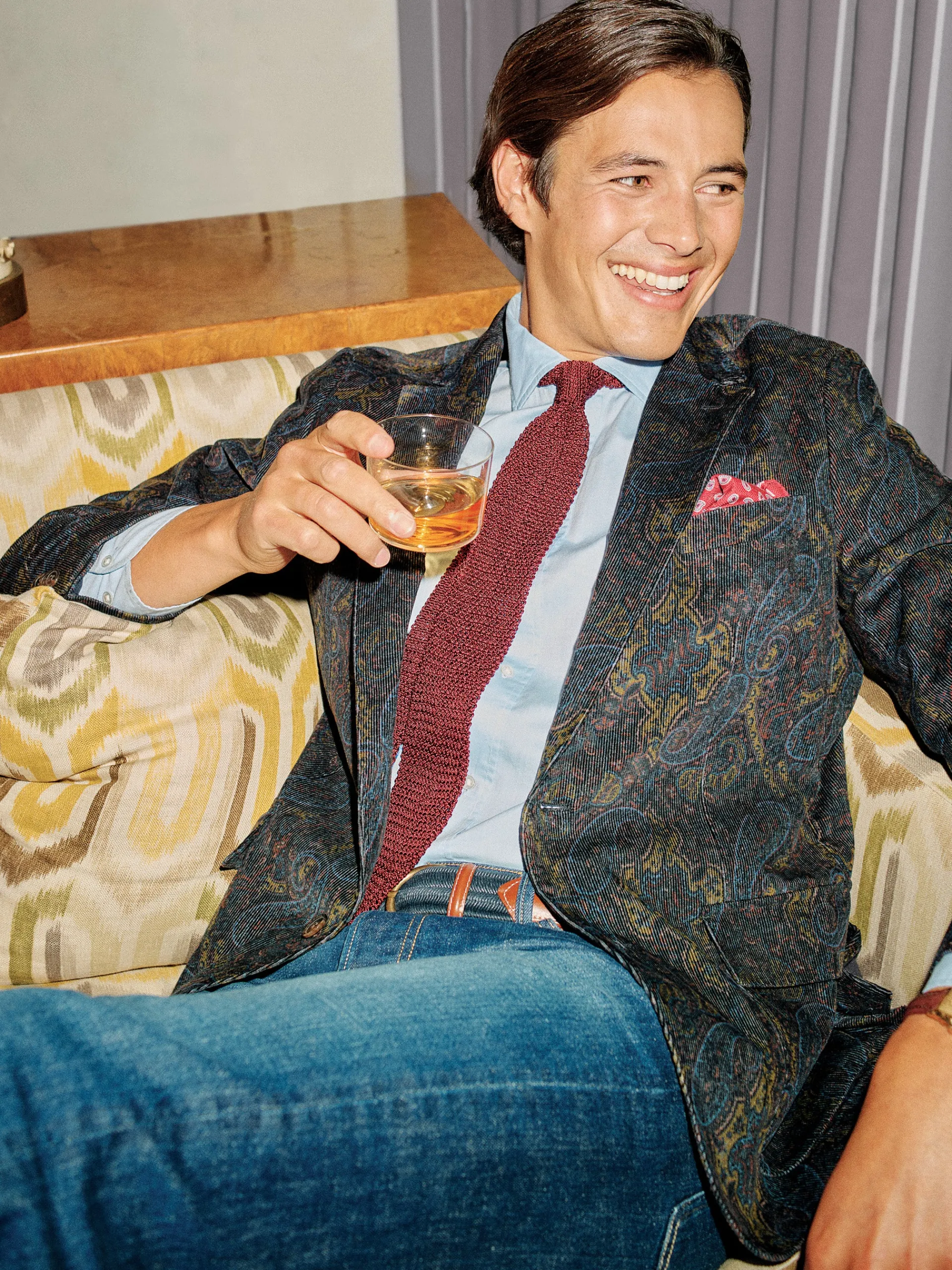 J.McLaughlin McCown Sport Coat in Paisley Blue/Brown/Yellow/Red Cheap