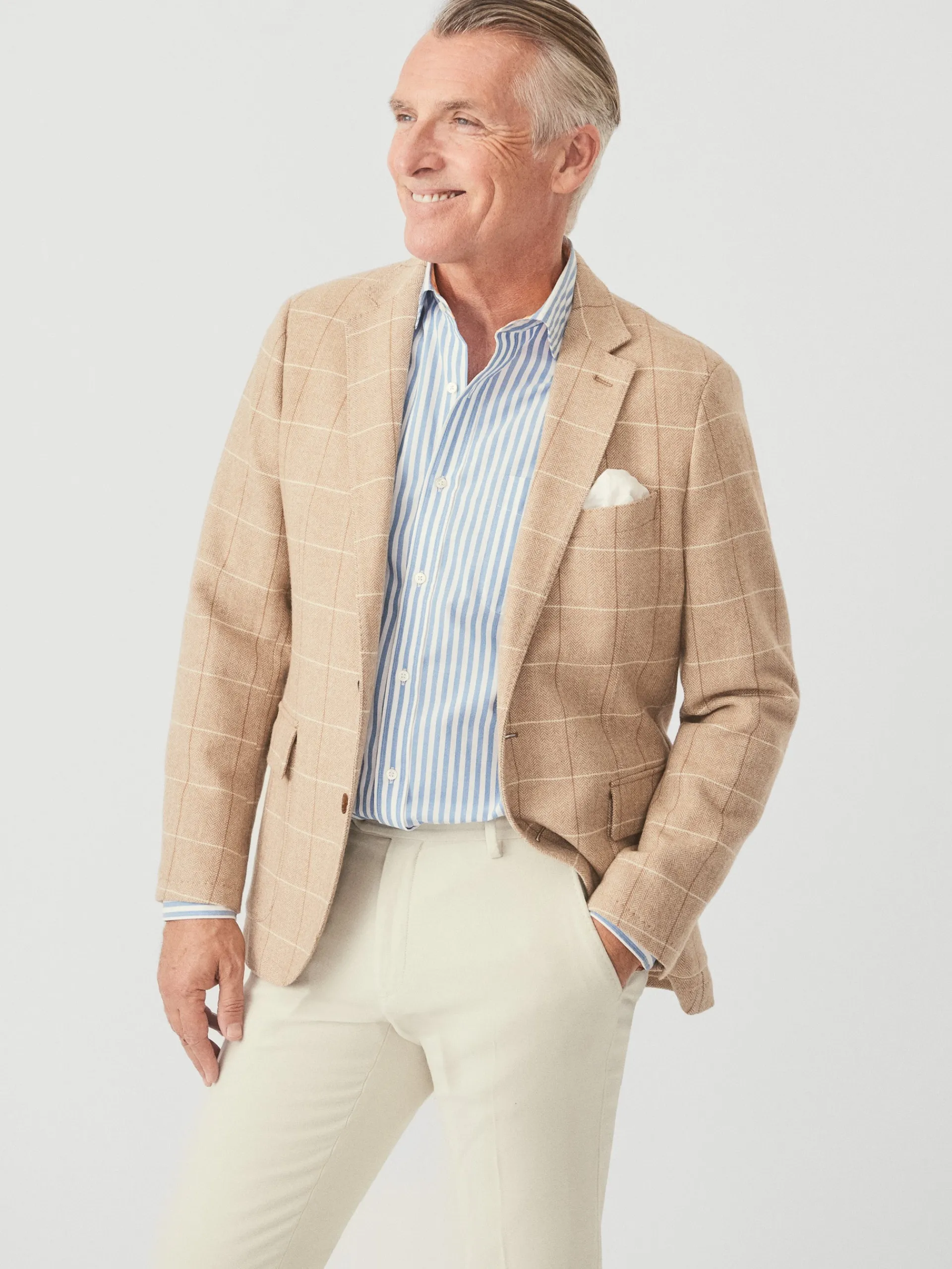 J.McLaughlin McCown Wool Sport Coat in Herringbone OffWhite/Oatmeal Online