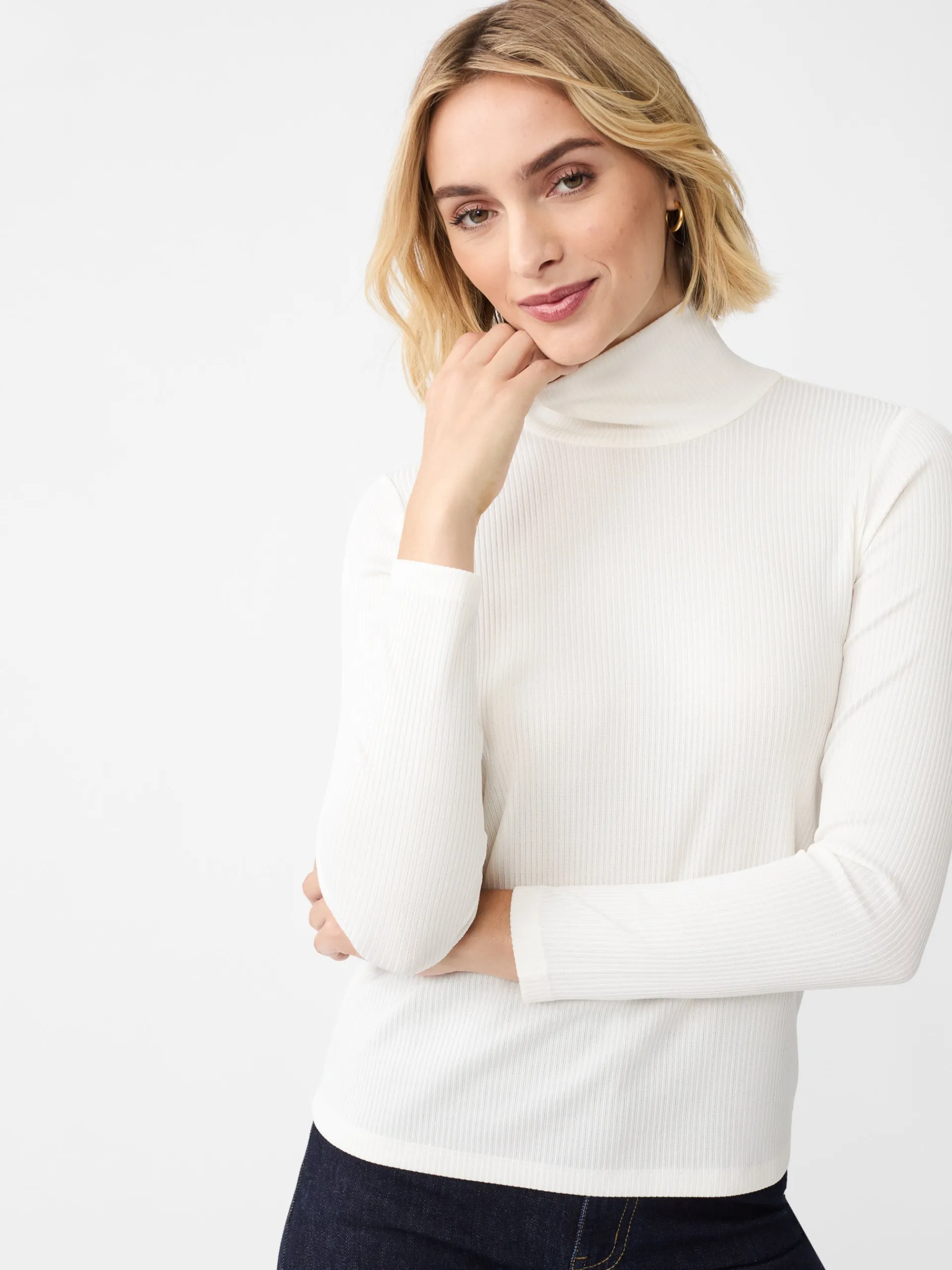 J.McLaughlin Nadia Metallic Turtleneck Cream/Silver New