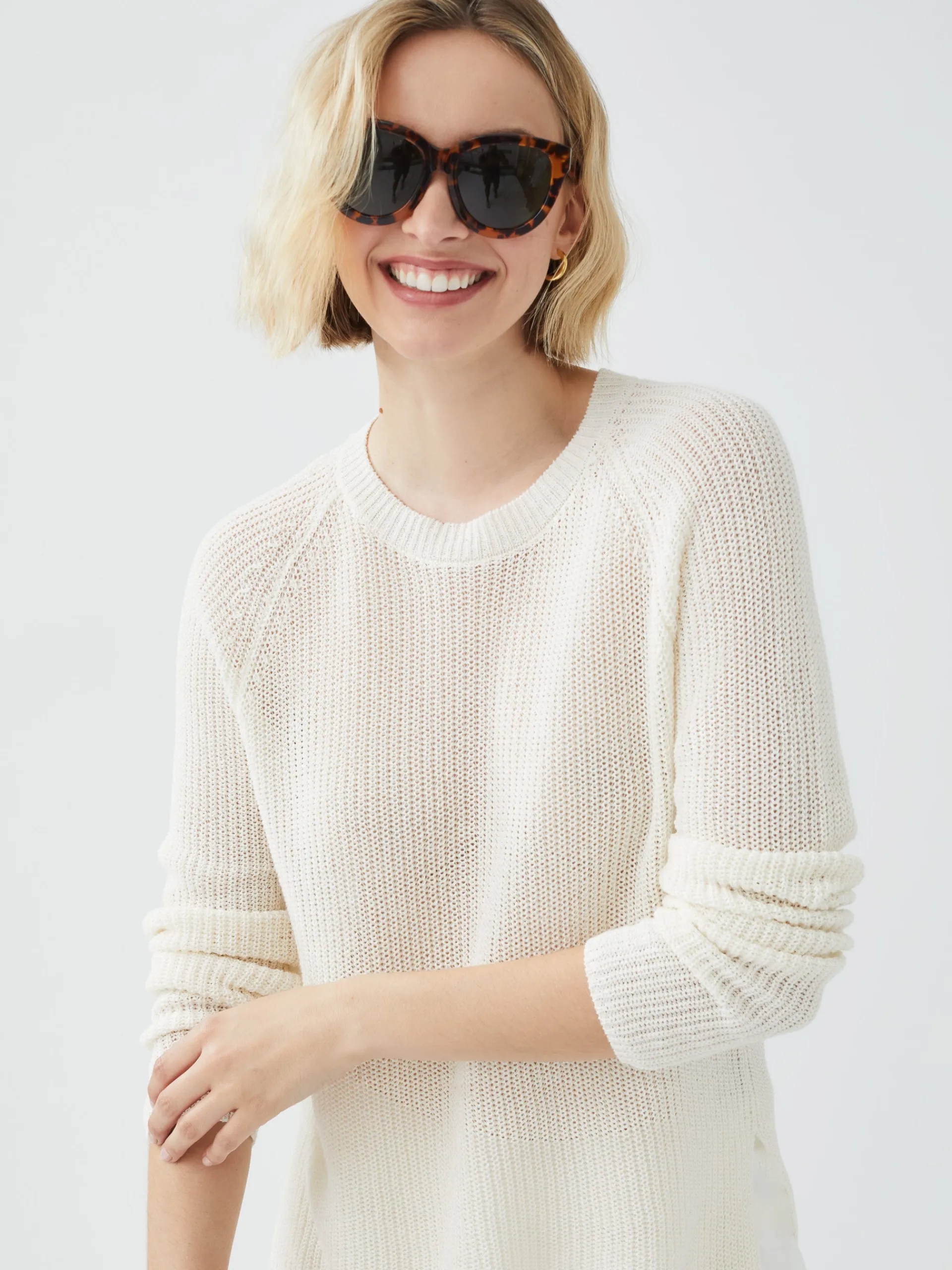 J.McLaughlin Napeague Linen Blend Sweater Ivory Best Sale