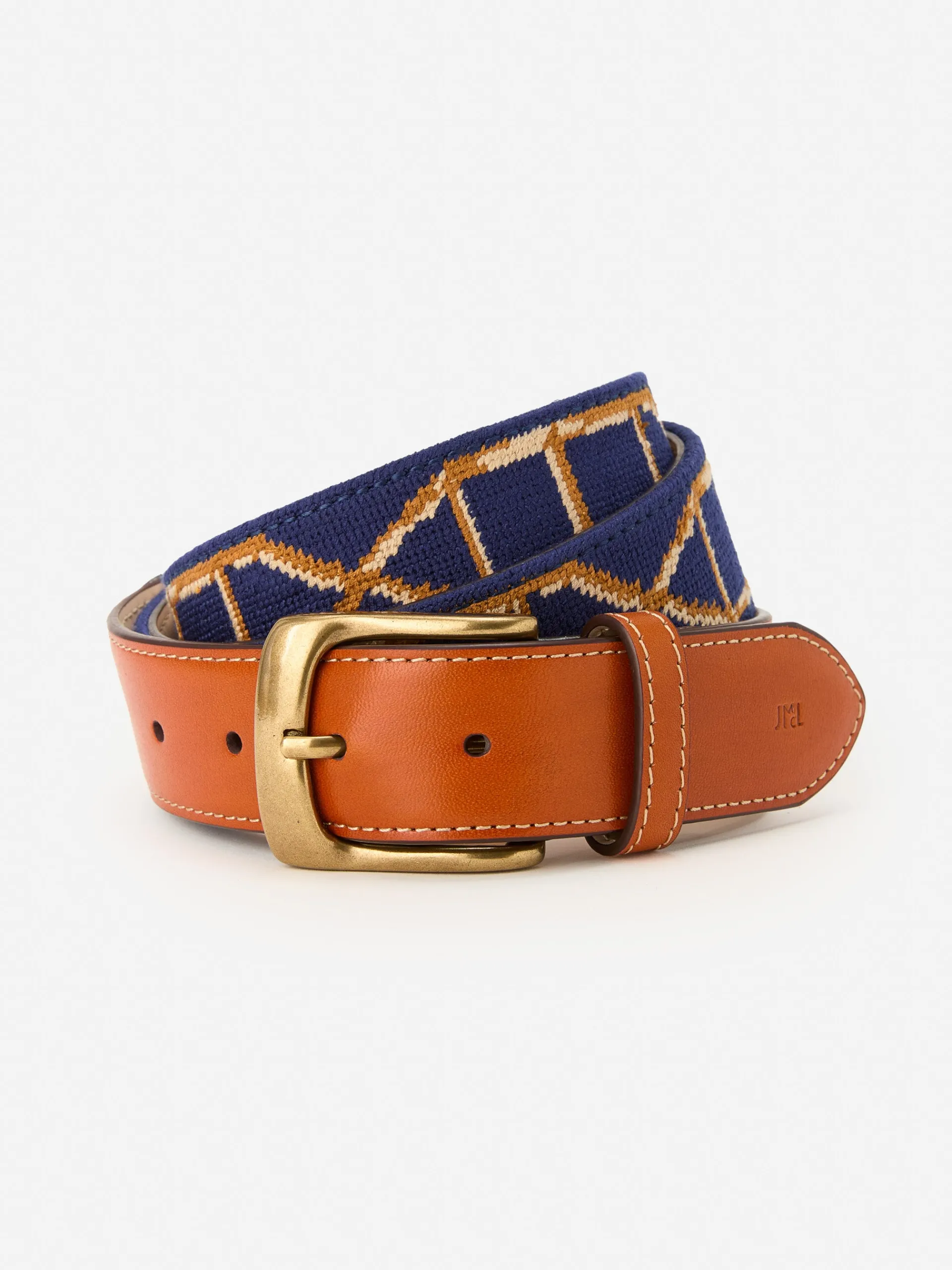 J.McLaughlin Needlepoint Belt in Bamboo Navy Clearance