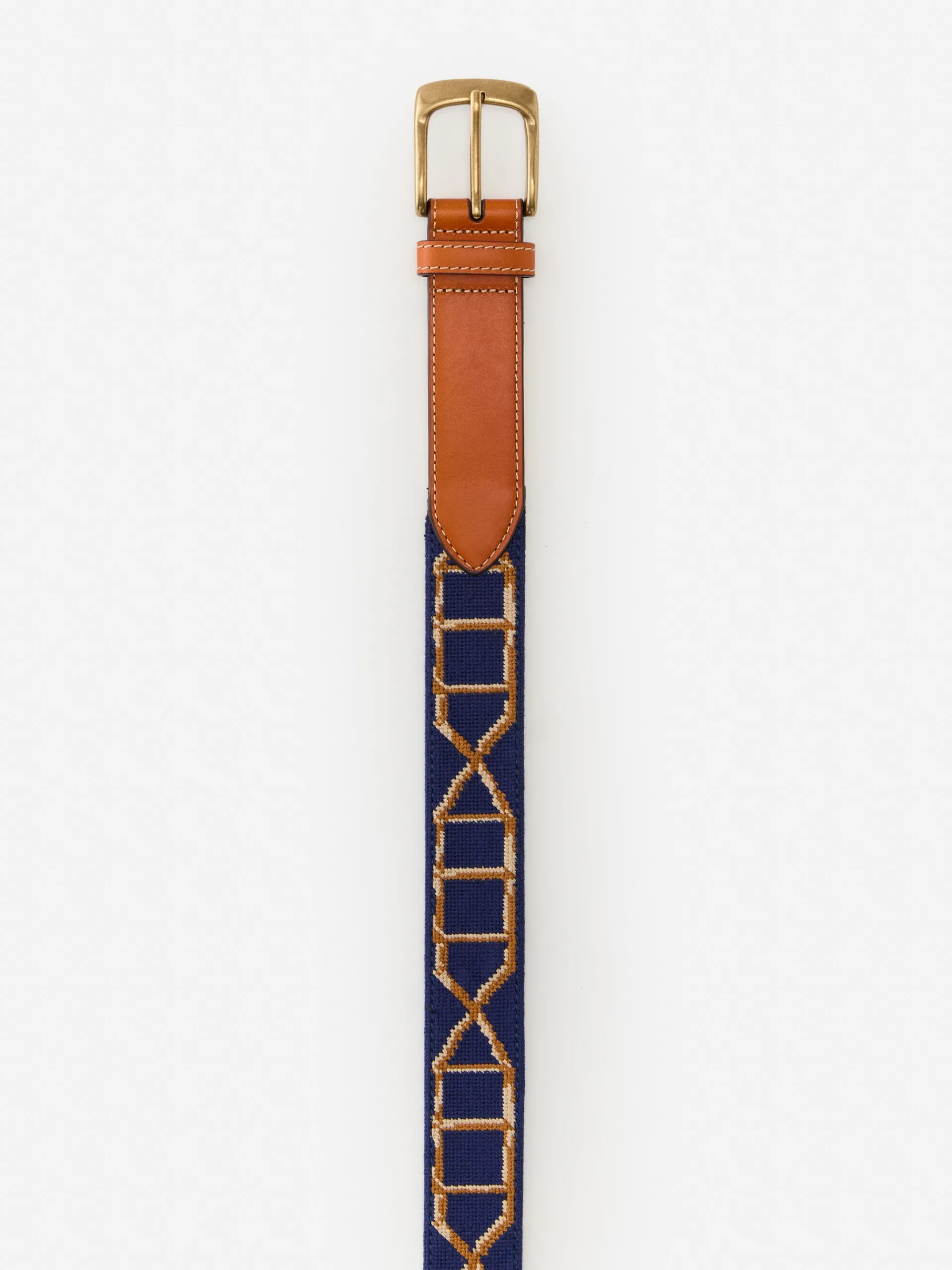 J.McLaughlin Needlepoint Belt in Bamboo Navy Clearance