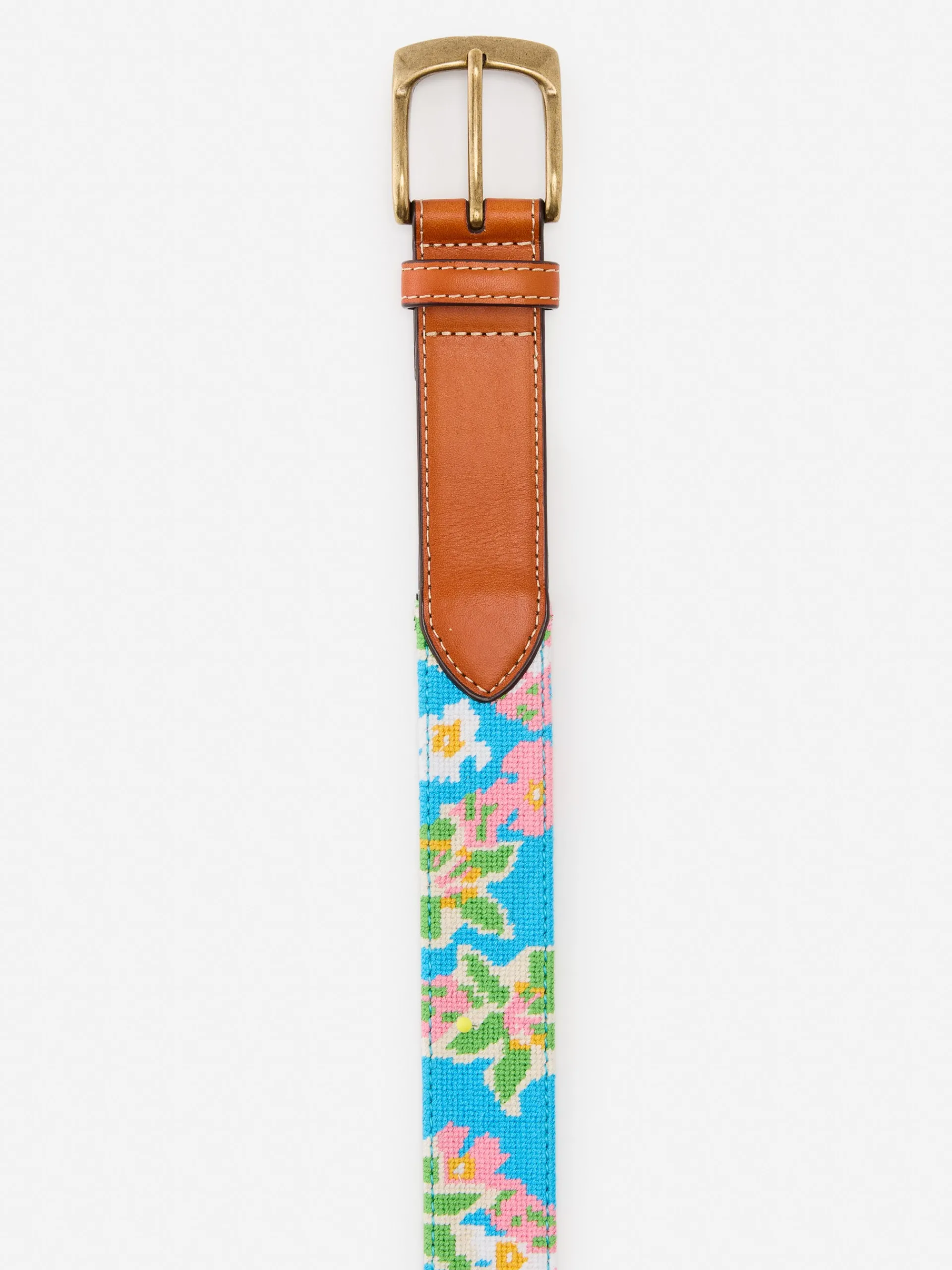 J.McLaughlin Needlepoint Belt in Floral Blue/Multi Clearance