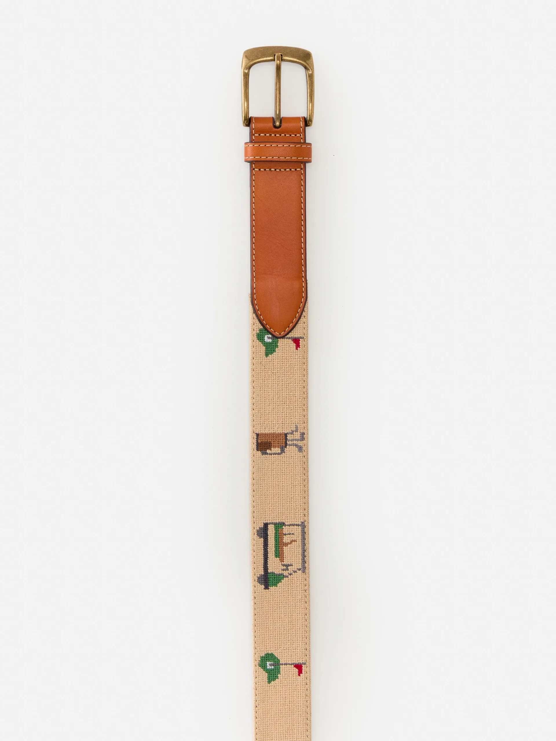 J.McLaughlin Needlepoint Belt in Golf Khaki Outlet
