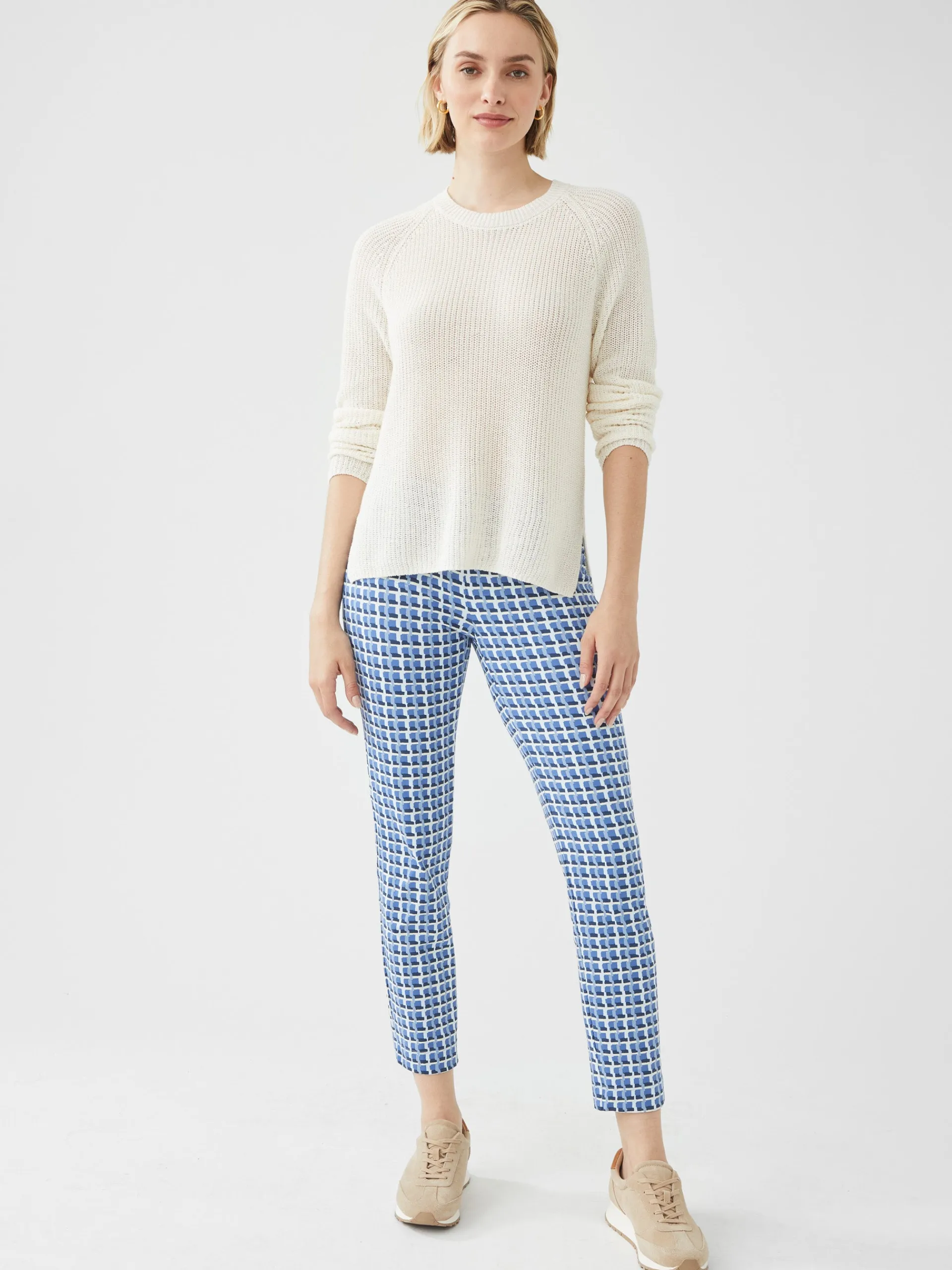 J.McLaughlin Newport Capri Pants in Marseilles Geo LightBlue/Blue/Navy Shop