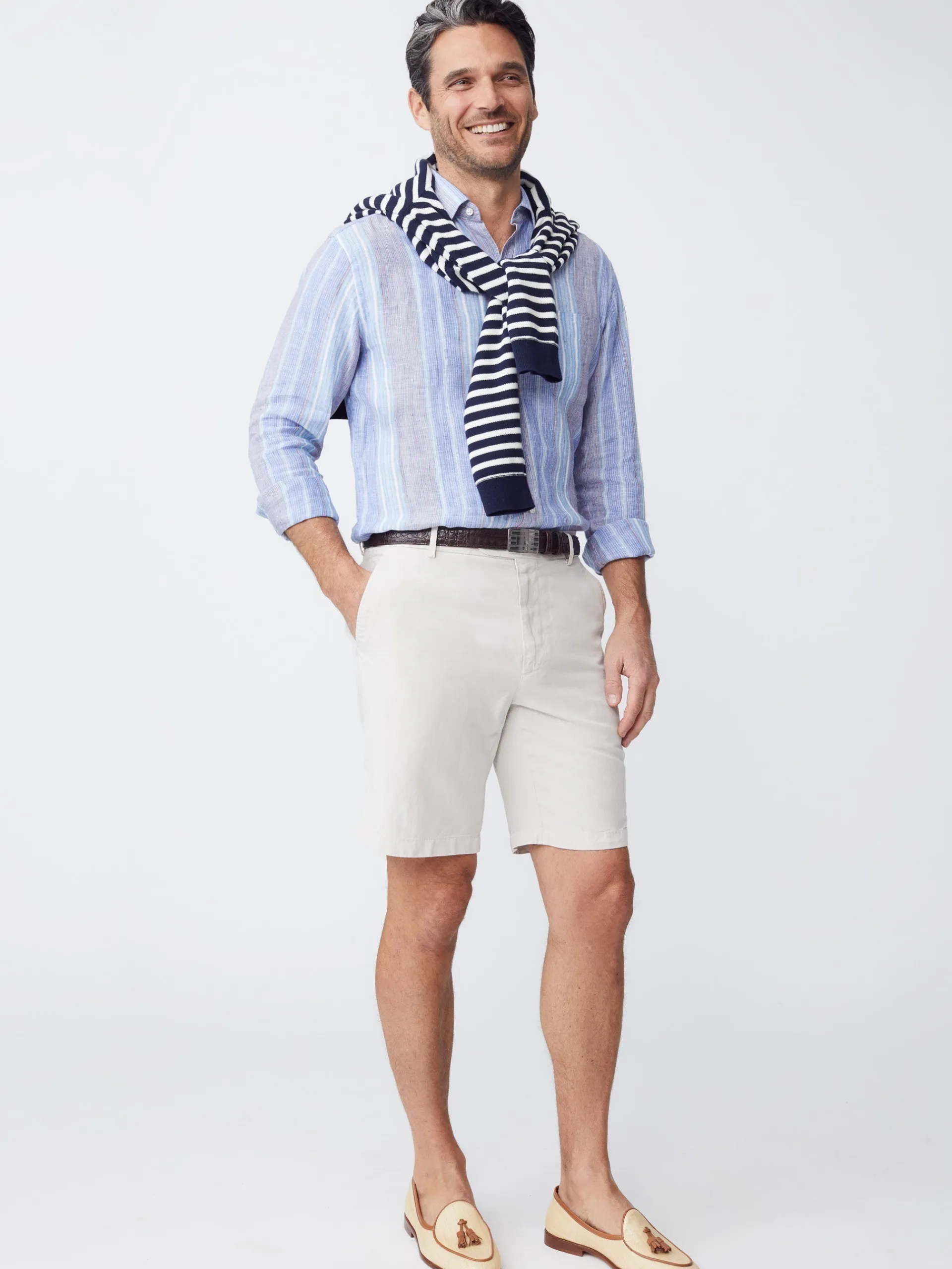 J.McLaughlin Oliver 9" Shorts in Italian Summer Twill Stone Cheap