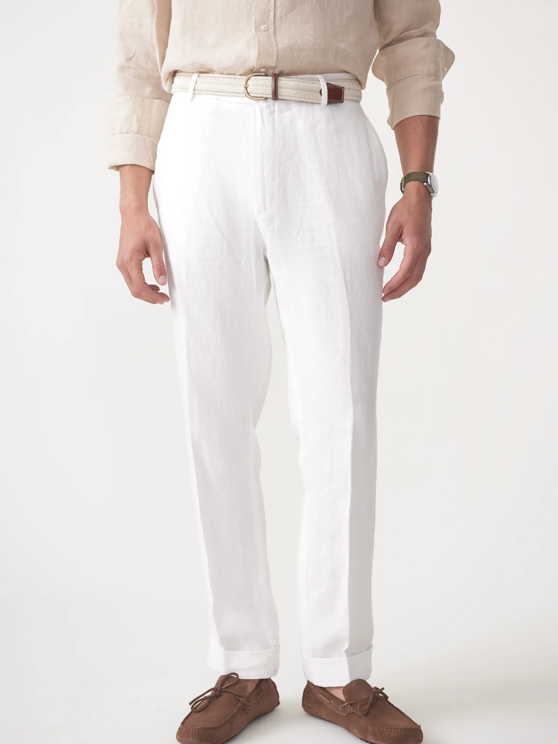 J.McLaughlin Oxford Linen Pants in Herringbone OffWhite Shop