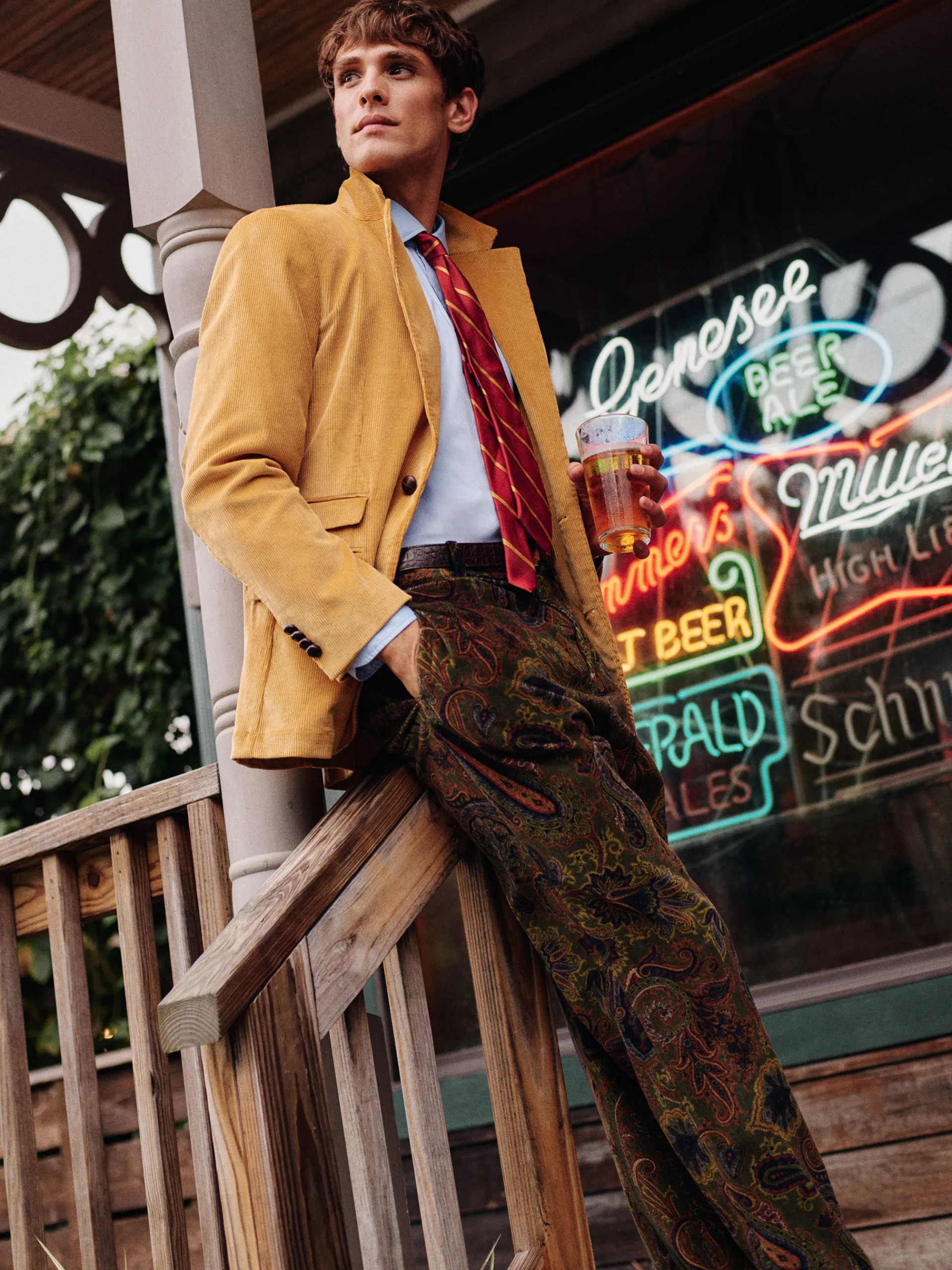 J.McLaughlin Oxford Pants in Paisley Red/Green/Yellow Fashion