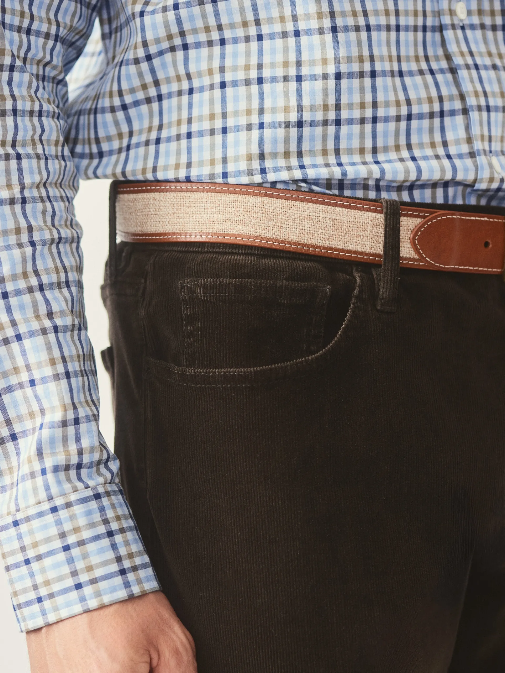 J.McLaughlin Parker 5-Pocket Straight Pants in Italian Stretch Cord Brown Outlet