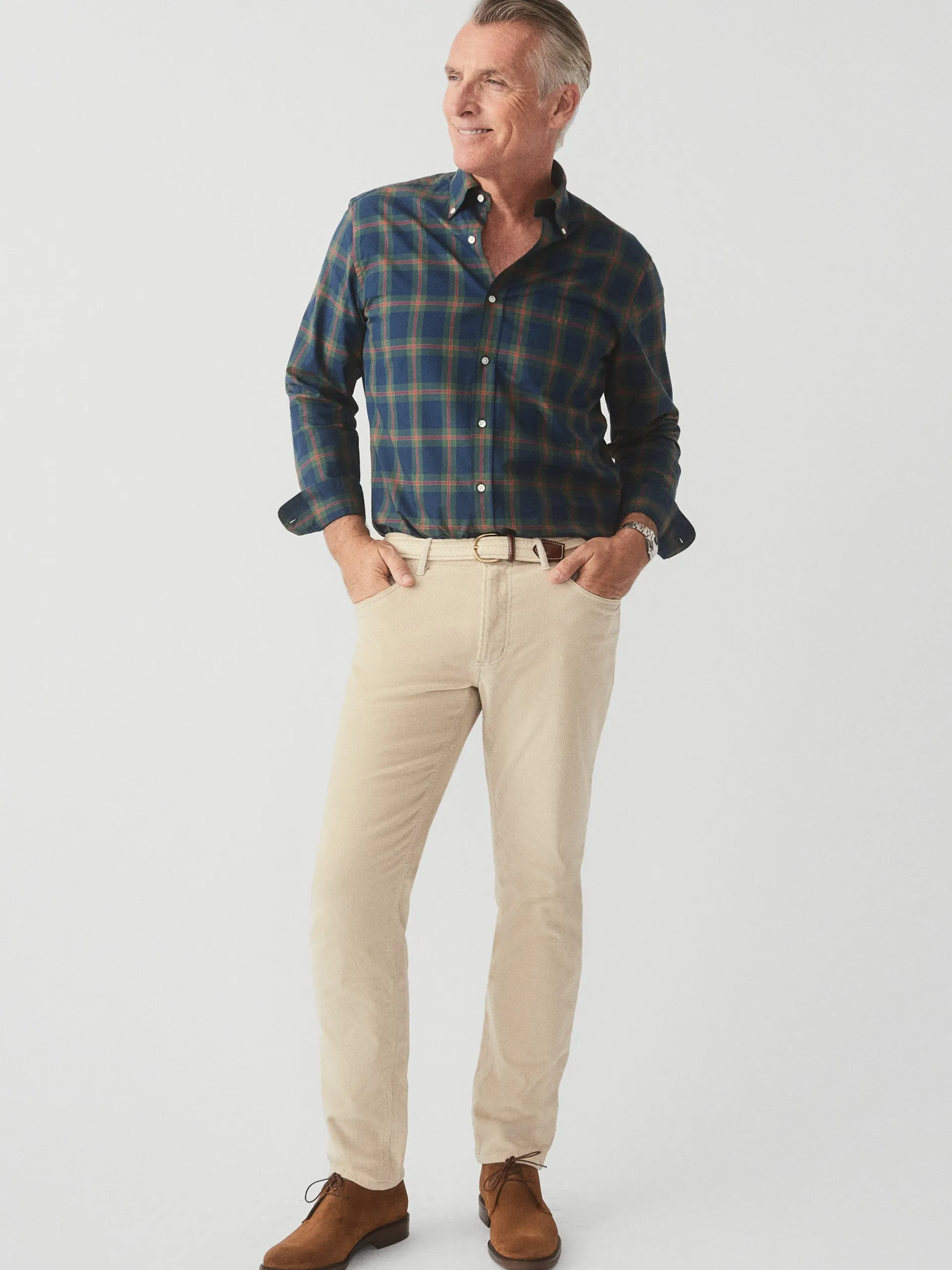 J.McLaughlin Parker 5-Pocket Straight Pants in Italian Stretch Cord Stone Clearance