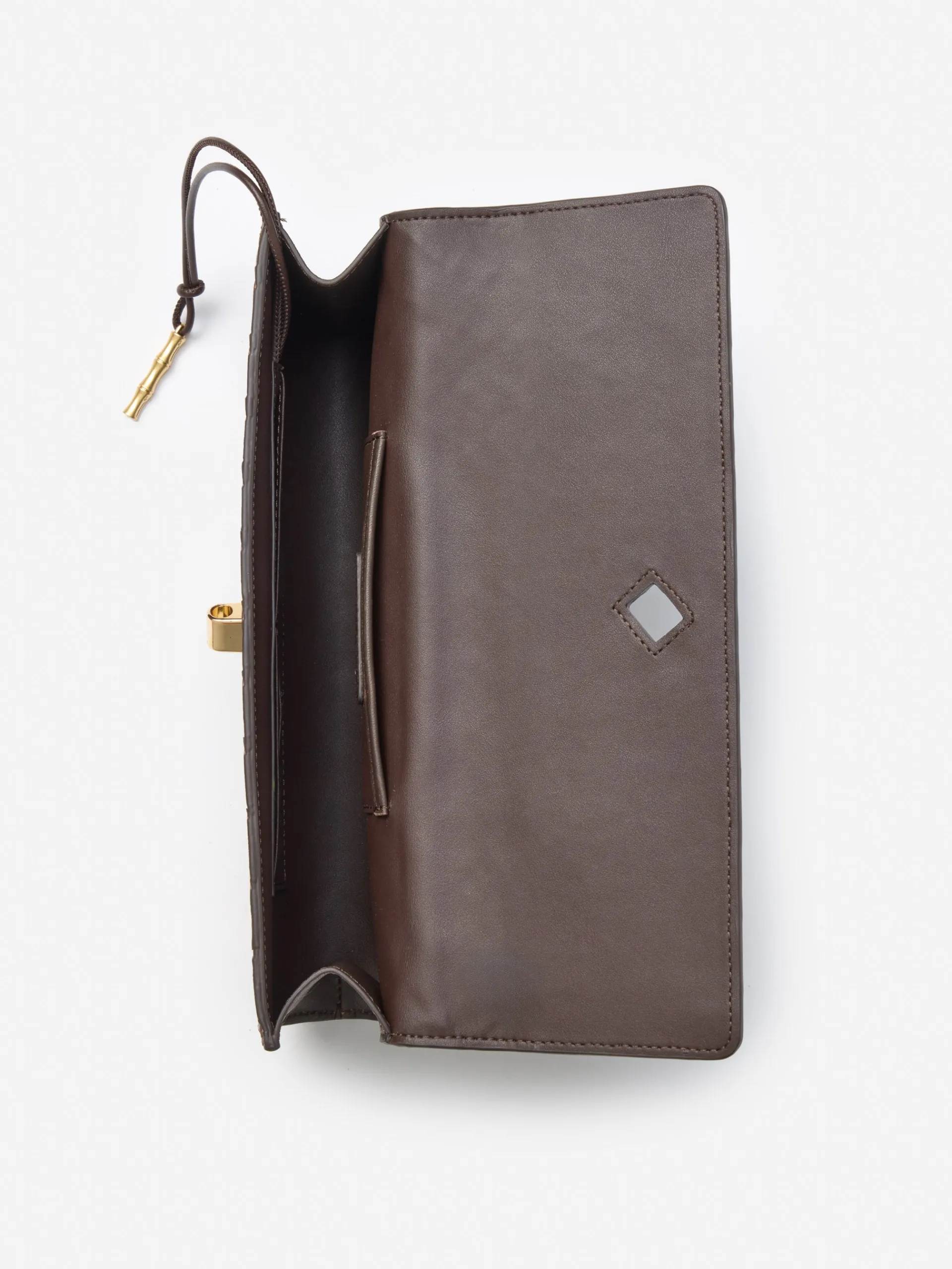 J.McLaughlin Pernille Woven Leather Clutch DarkBrown Store