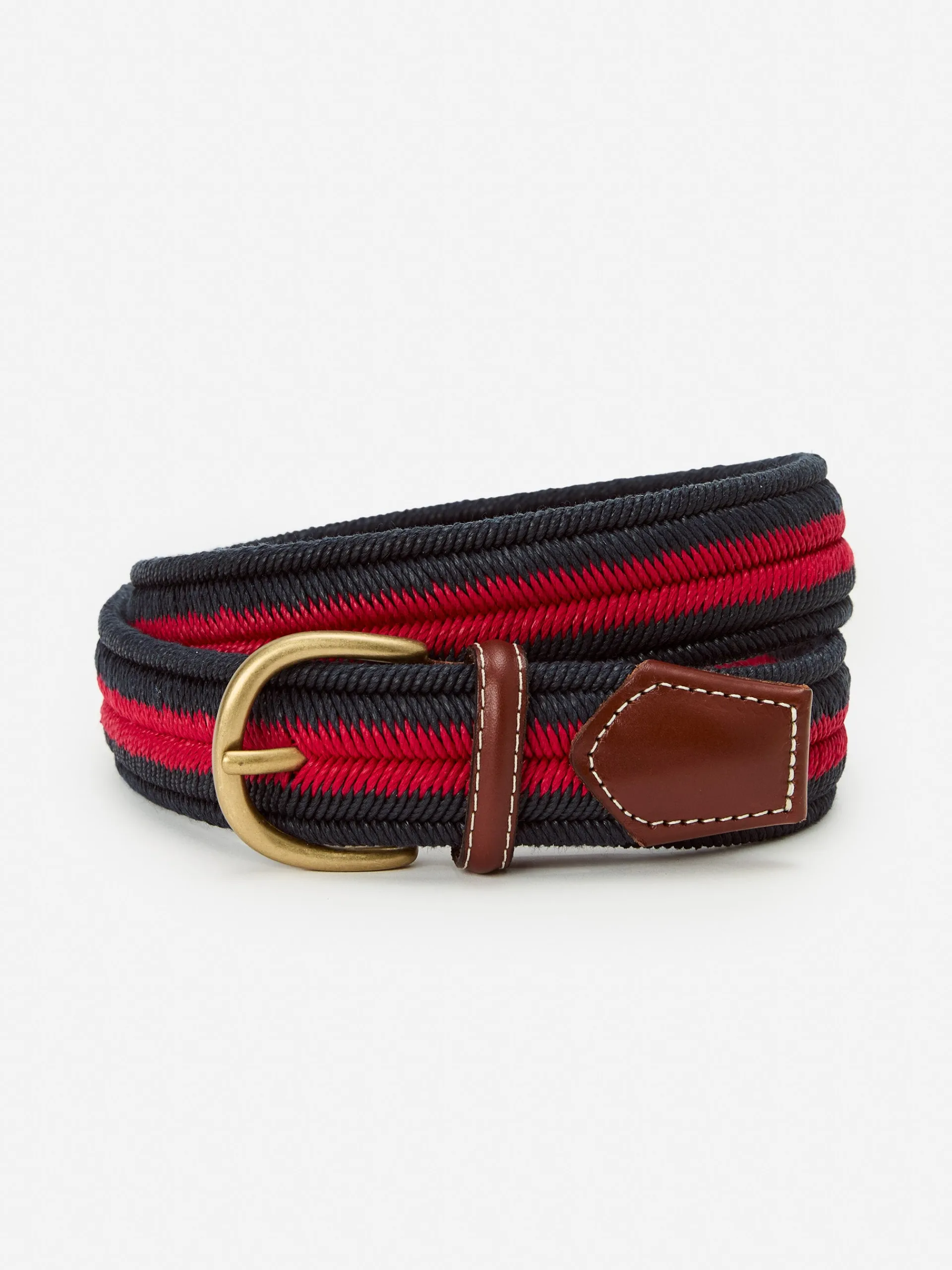 J.McLaughlin Ray Belt in Stripe Navy/Red Hot