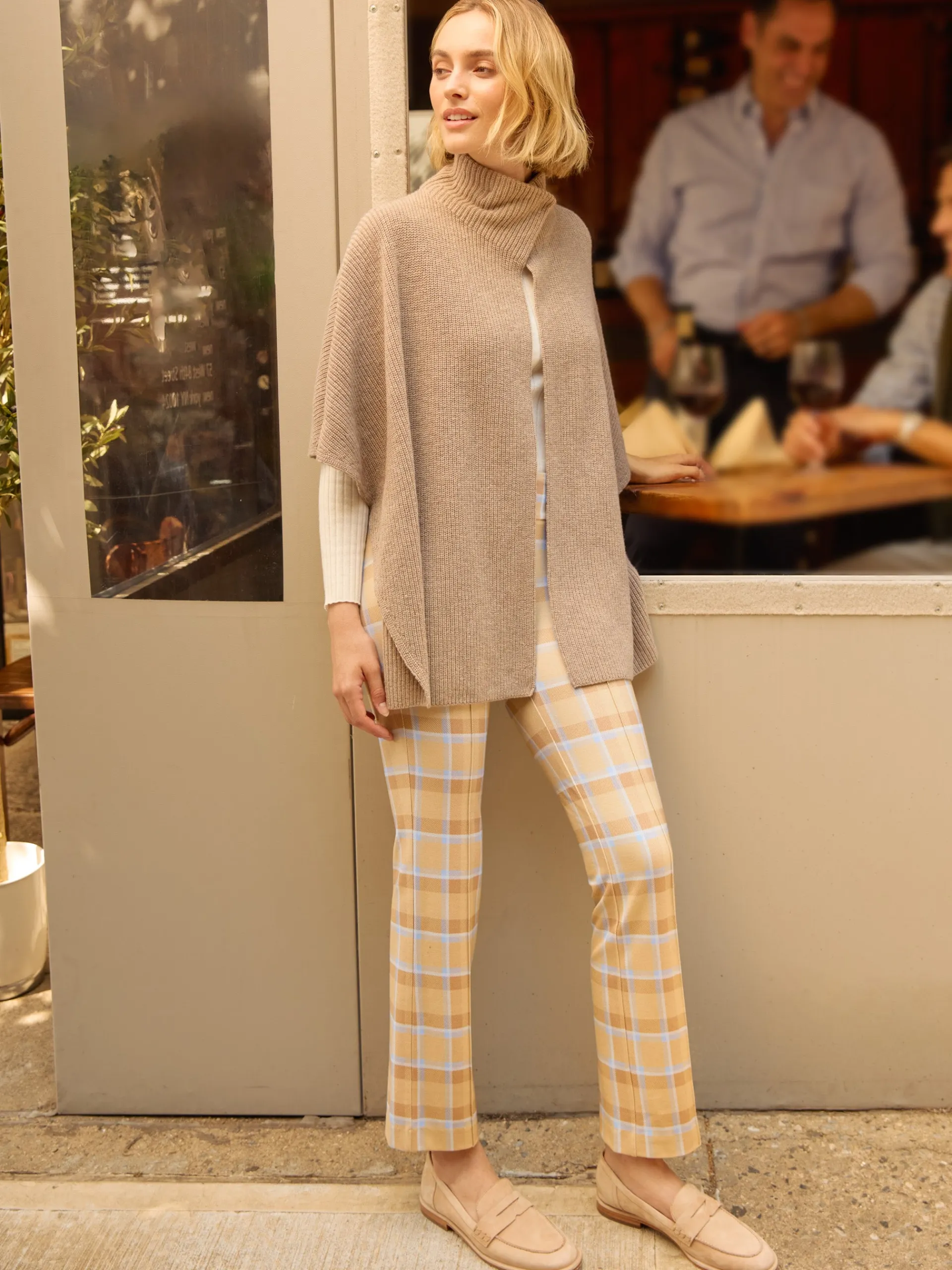 J.McLaughlin Rylie Pants in Stadium Plaid Tan/Brown Online