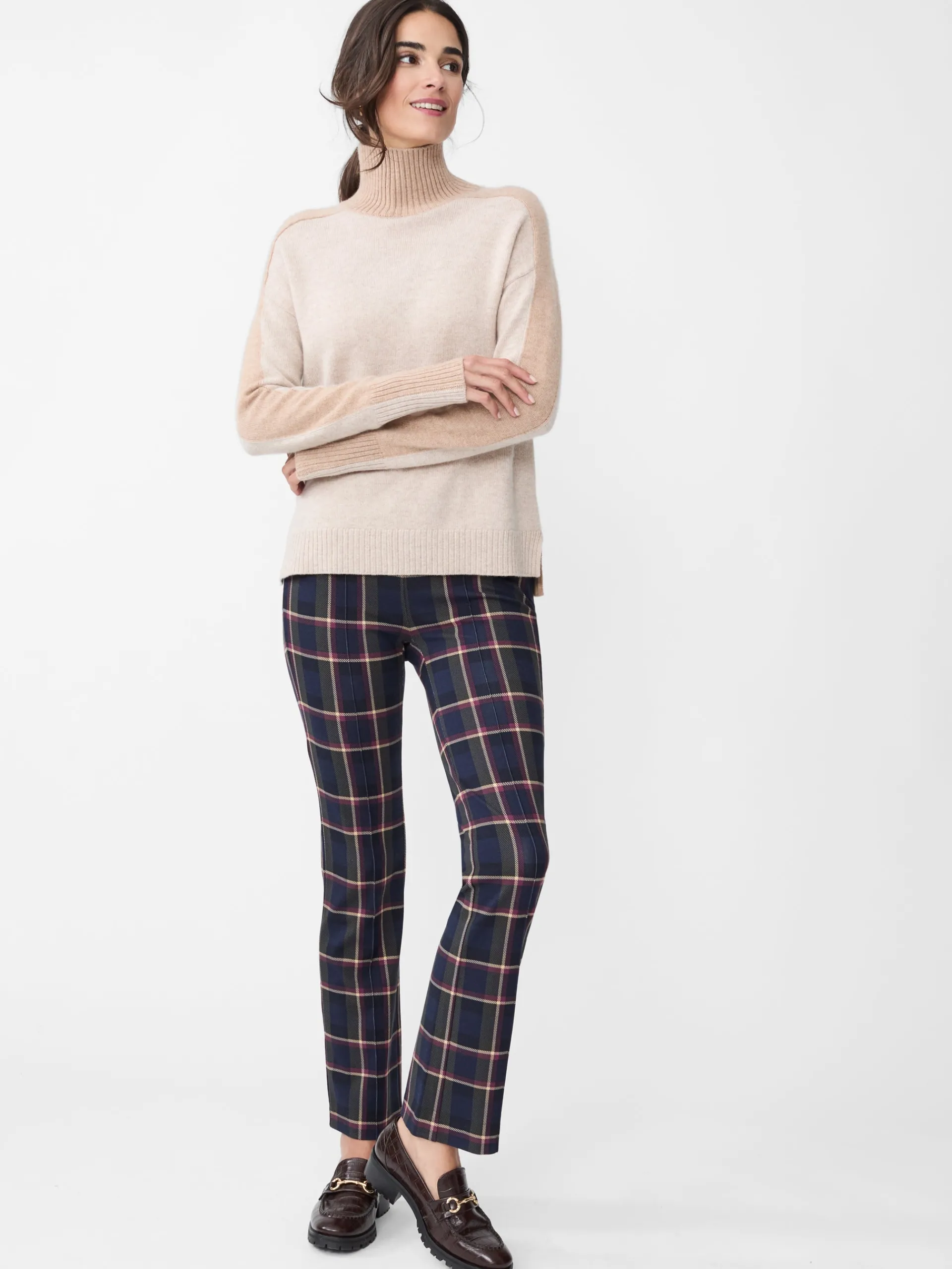 J.McLaughlin Rylie Pants in Stadium Plaid Navy/Olive Cheap