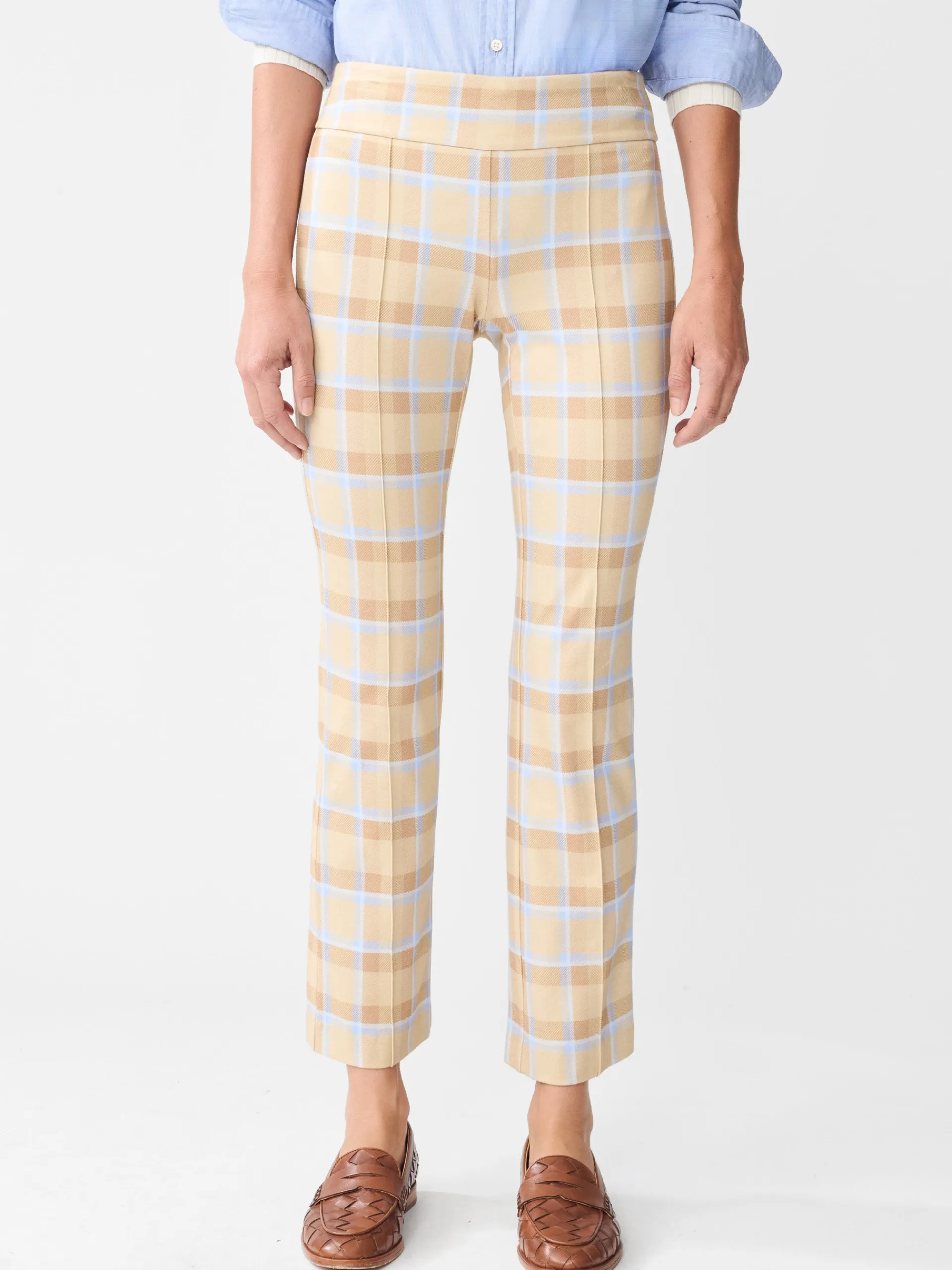 J.McLaughlin Rylie Pants in Stadium Plaid Tan/Brown Online
