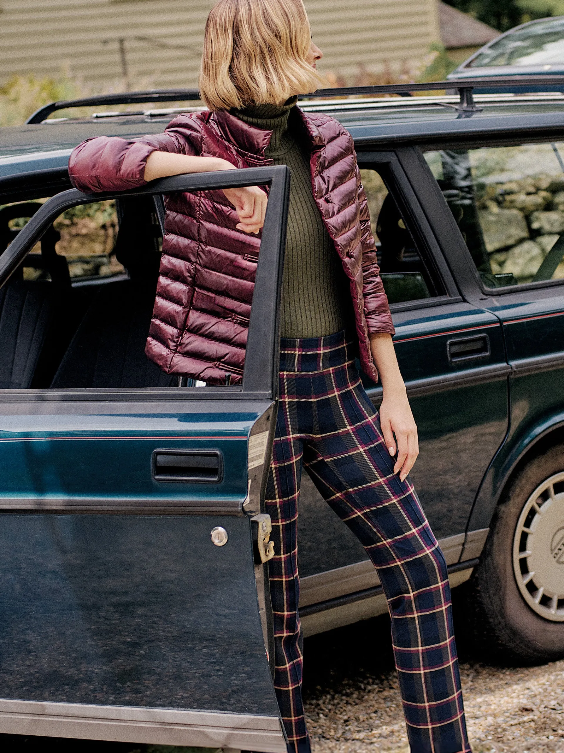 J.McLaughlin Rylie Pants in Stadium Plaid Navy/Olive Cheap