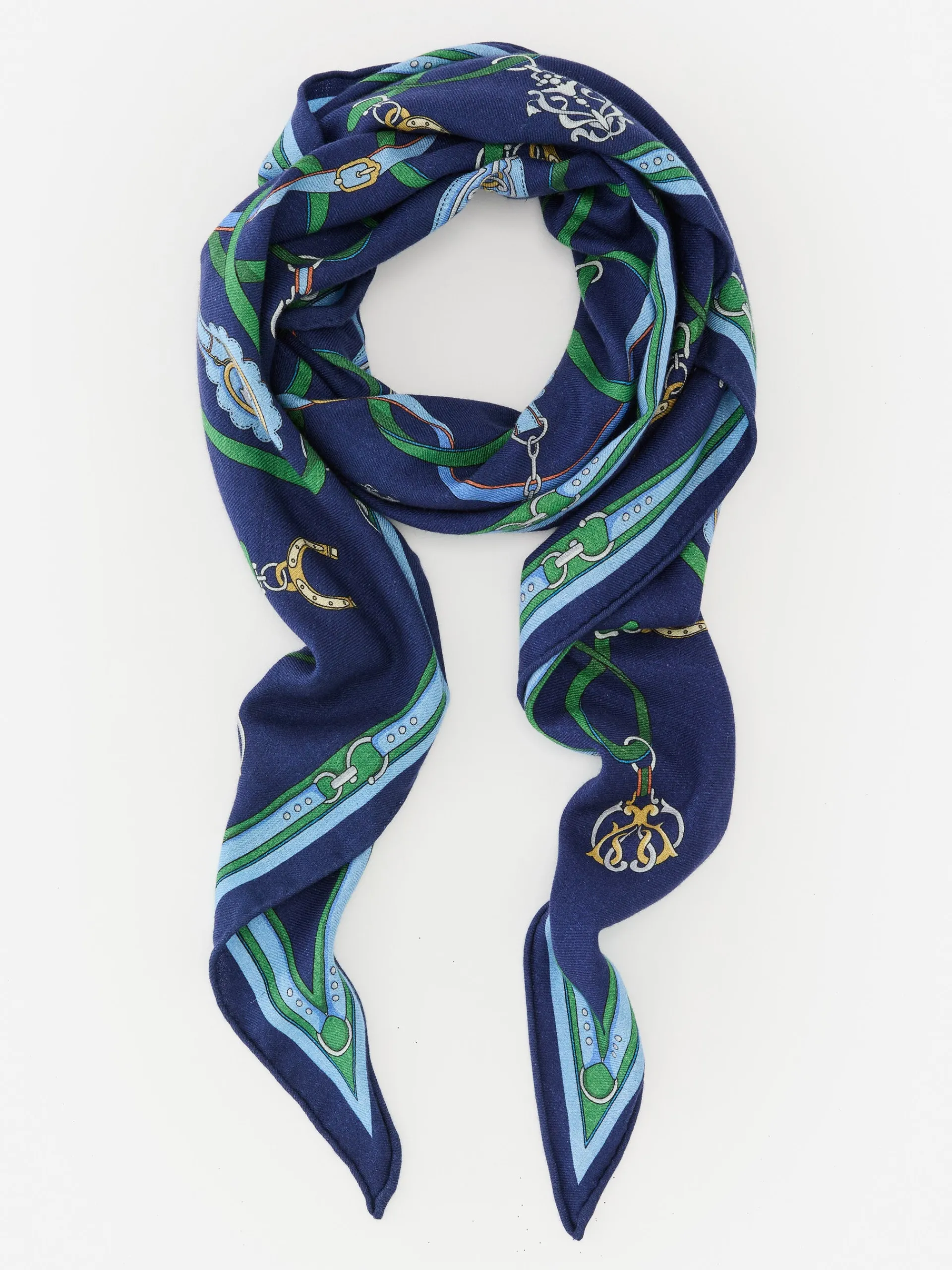 J.McLaughlin Sarita Scarf in Fairfax Crest Corner Navy/Green/Blue Hot