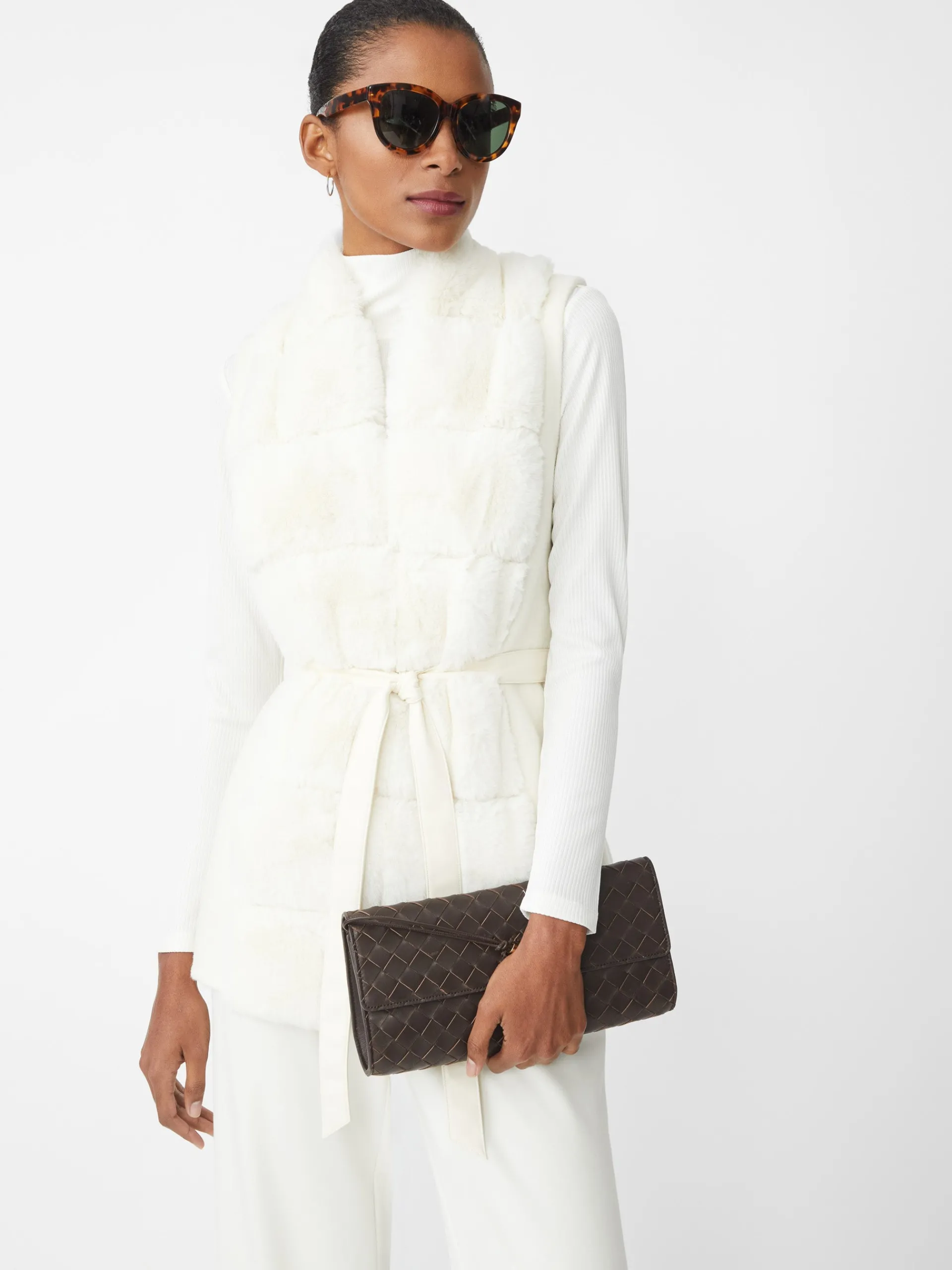 J.McLaughlin Sersha Faux Fur Vest OffWhite New
