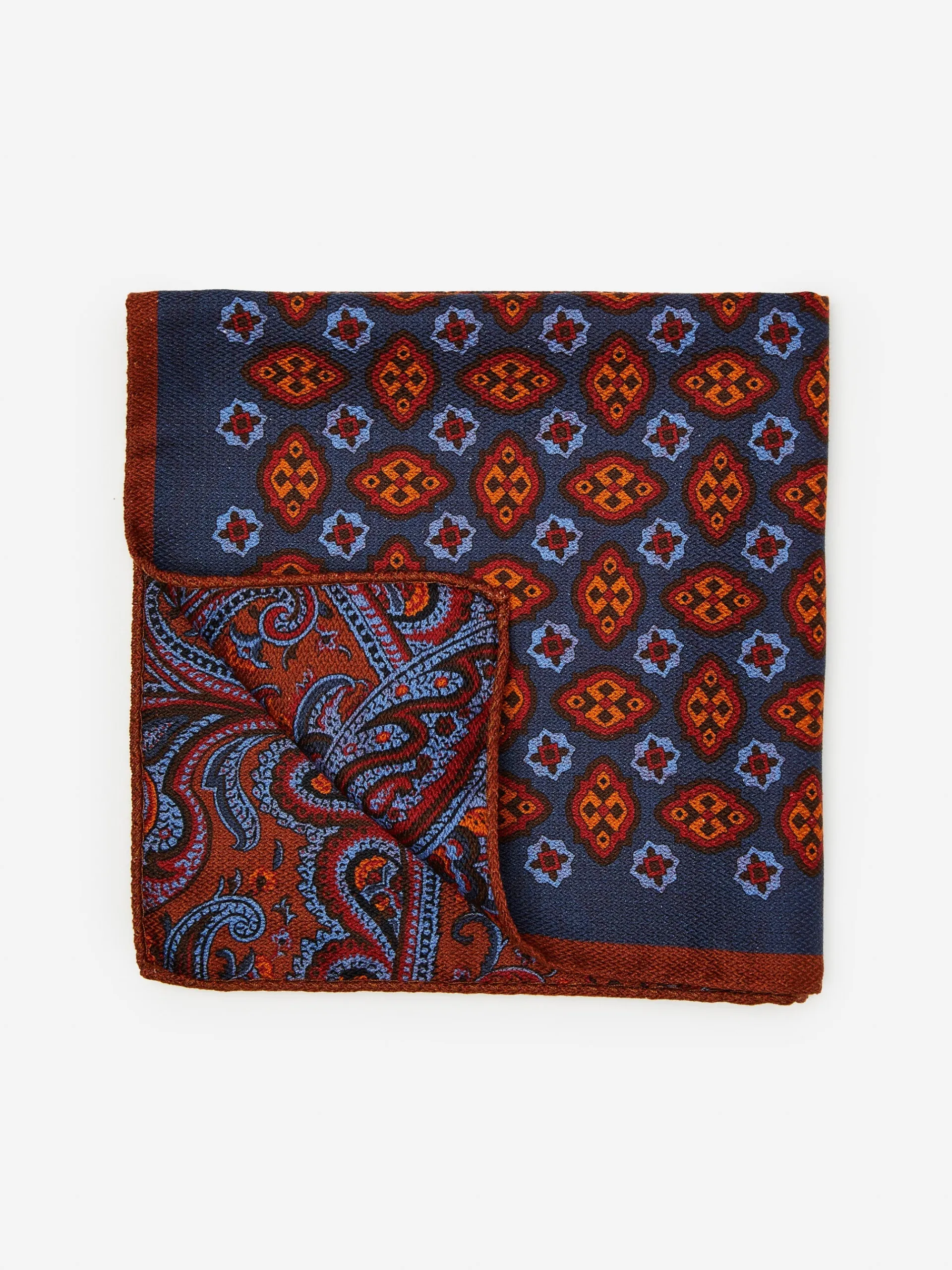 J.McLaughlin Silk Pocket Square in Foulard Navy Fashion