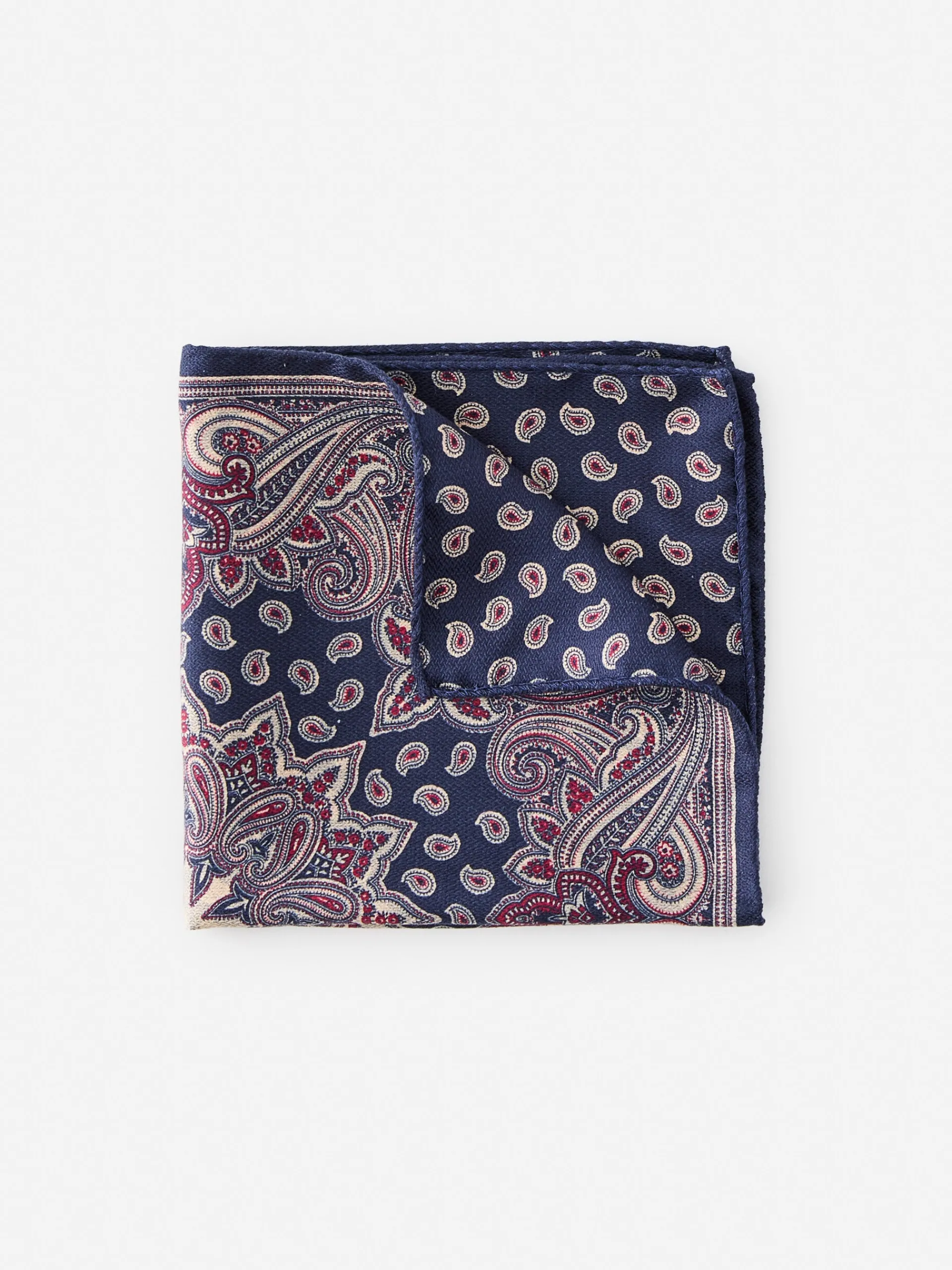 J.McLaughlin Silk Pocket Square in Foulard Navy/Multi Cheap