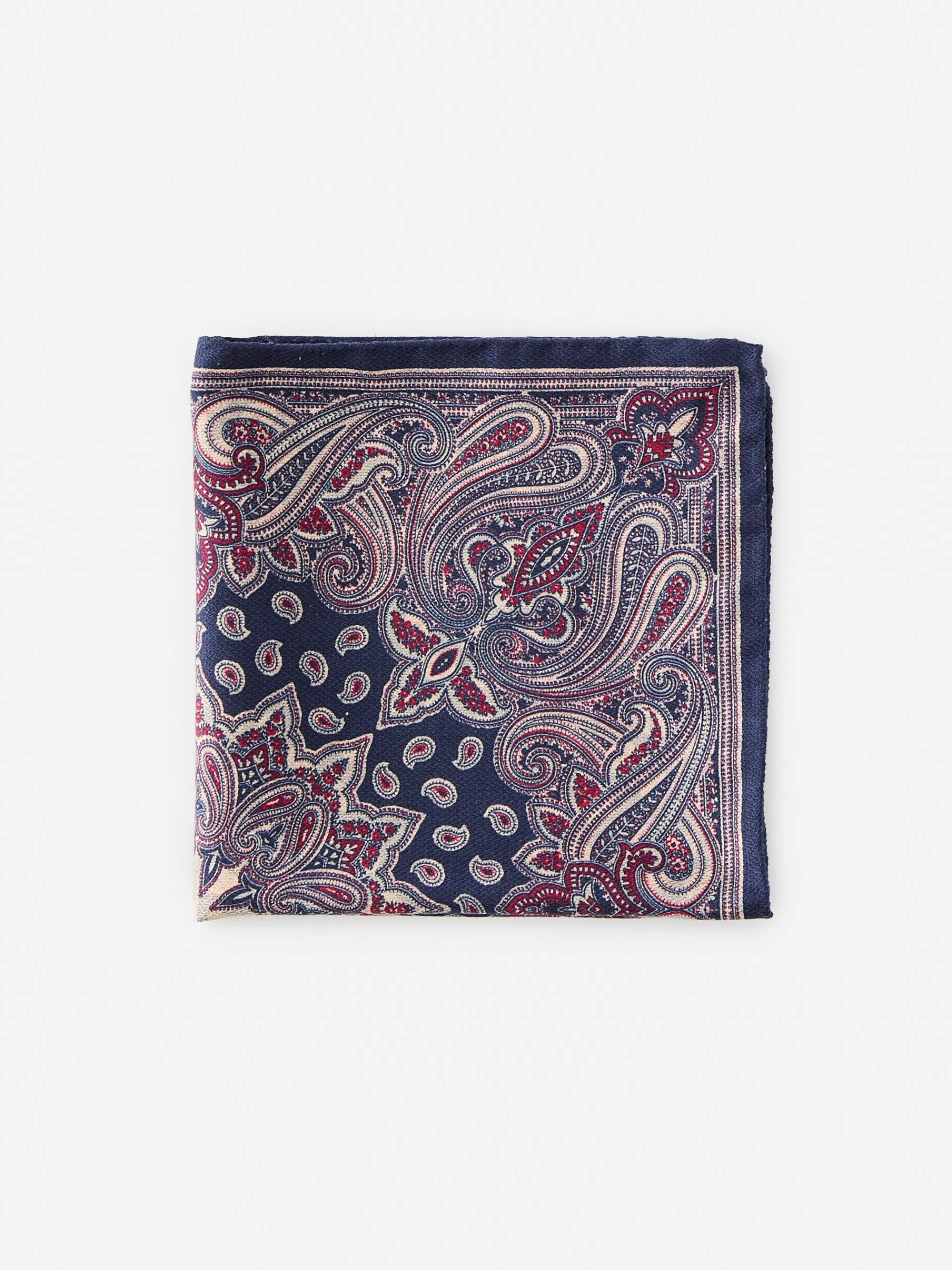 J.McLaughlin Silk Pocket Square in Foulard Navy/Multi Cheap