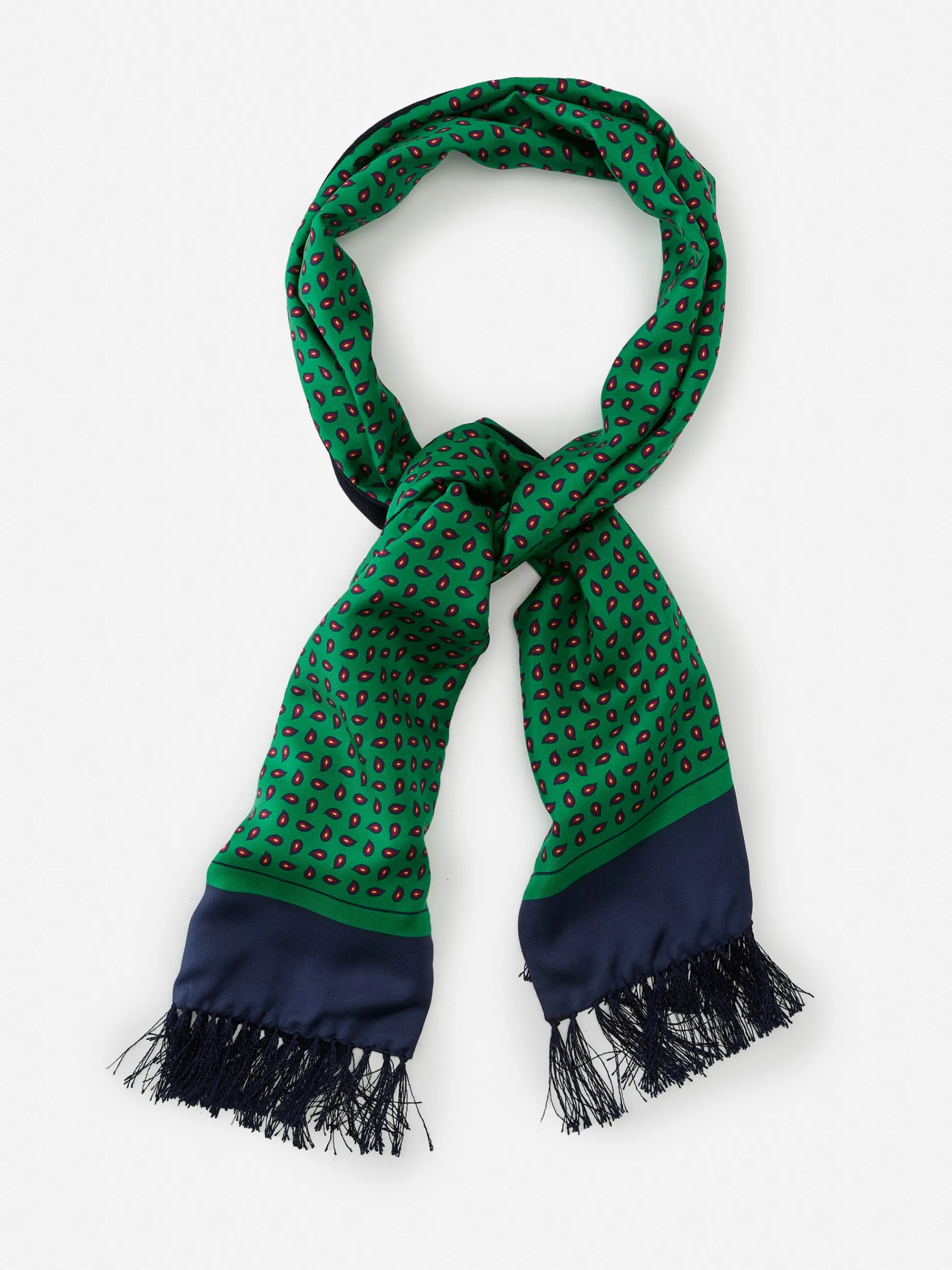 J.McLaughlin Silk Scarf in Pine Green/Navy Clearance