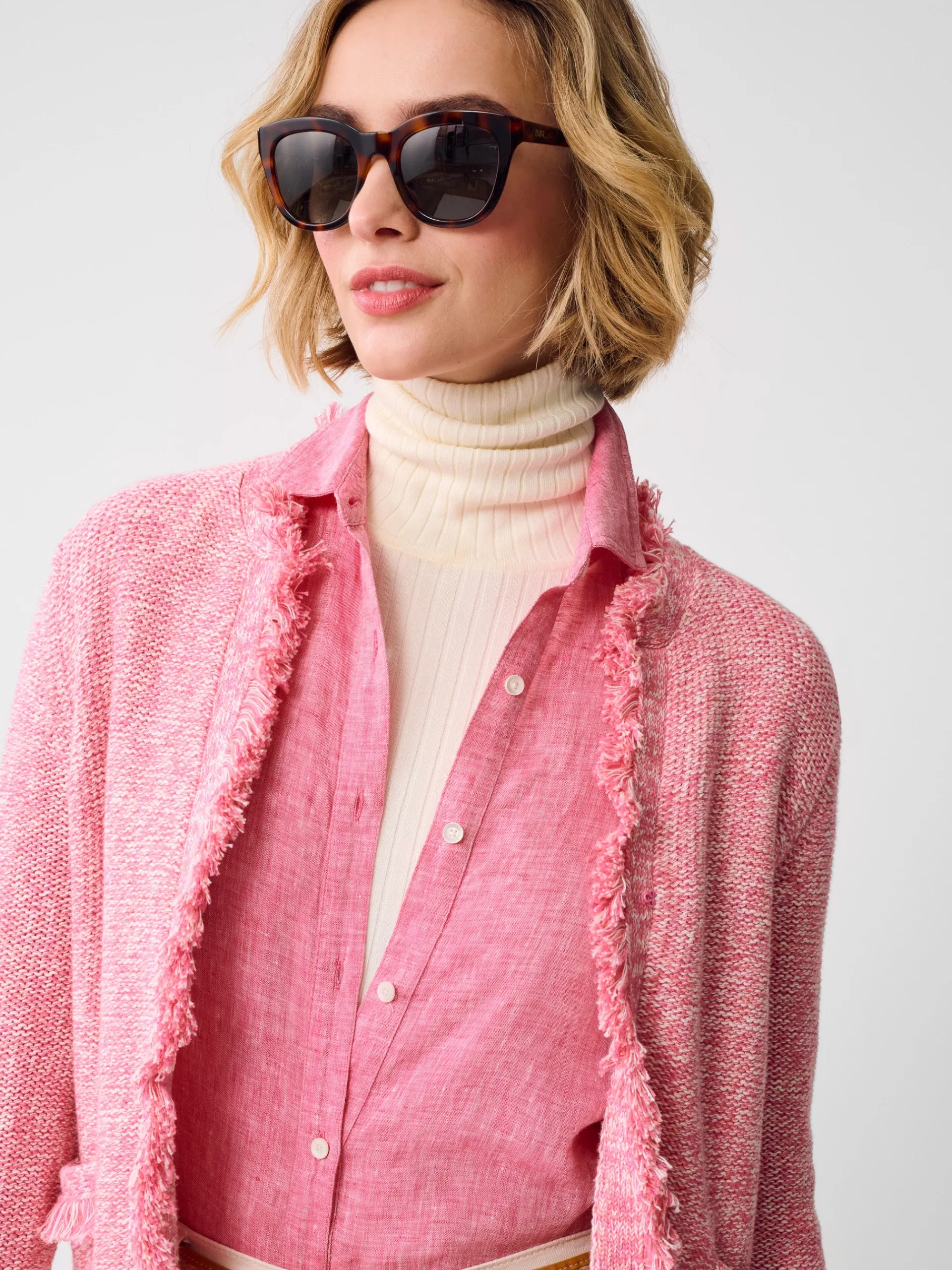 J.McLaughlin Simone Cardigan Pink/White Sale