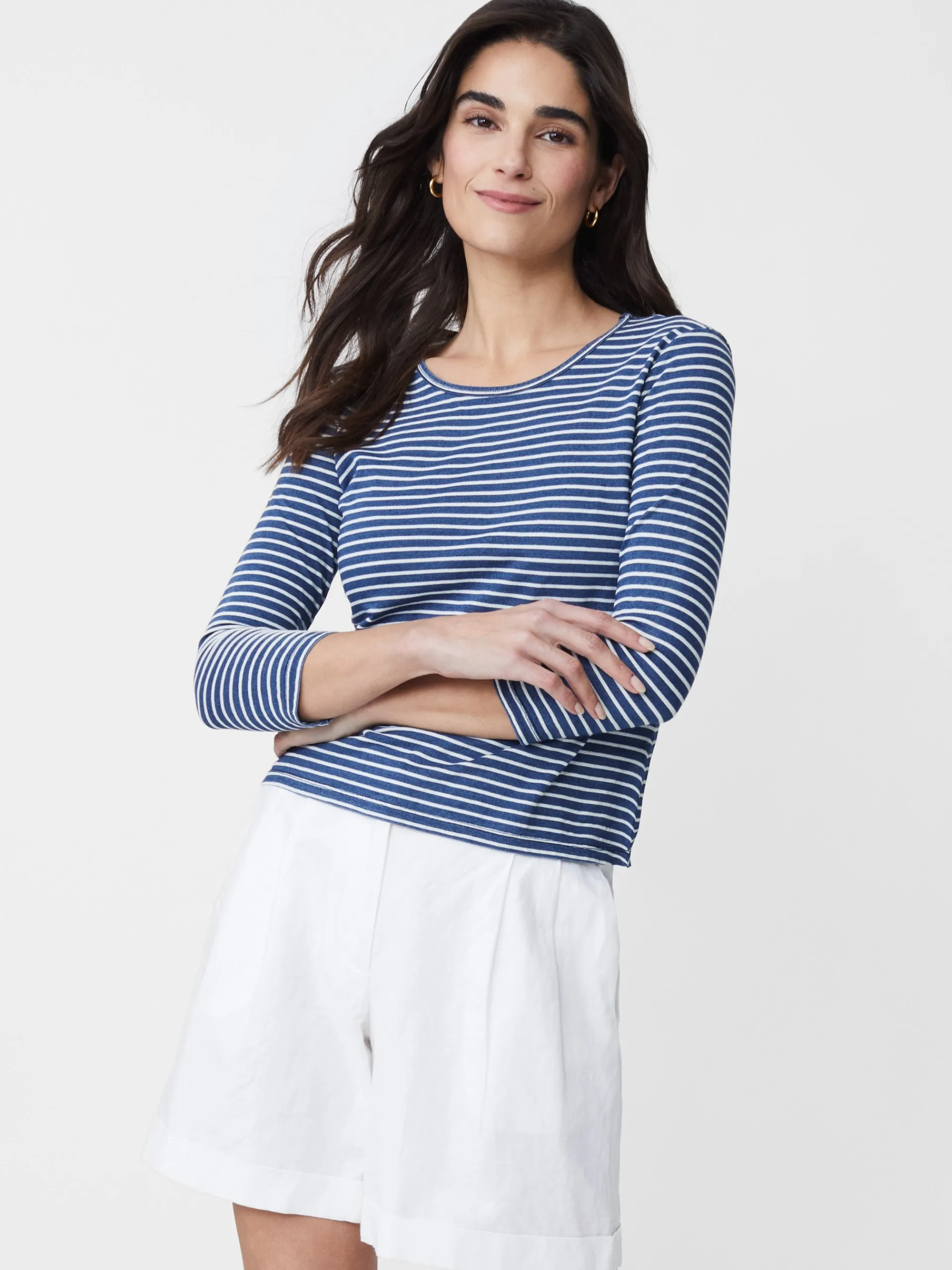 J.McLaughlin Sinclair Tee in Stripe Indigo/White Outlet