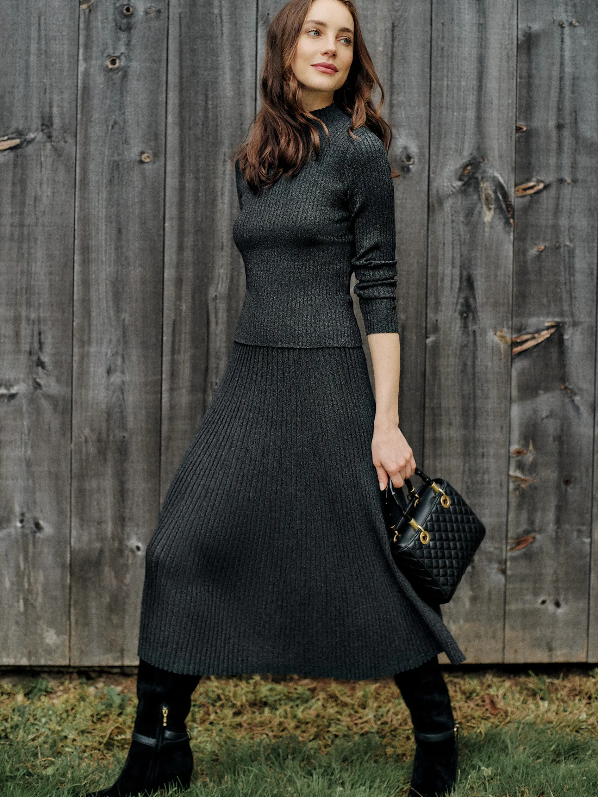J.McLaughlin Sutton Metallic Skirt Black/Metallic Flash Sale