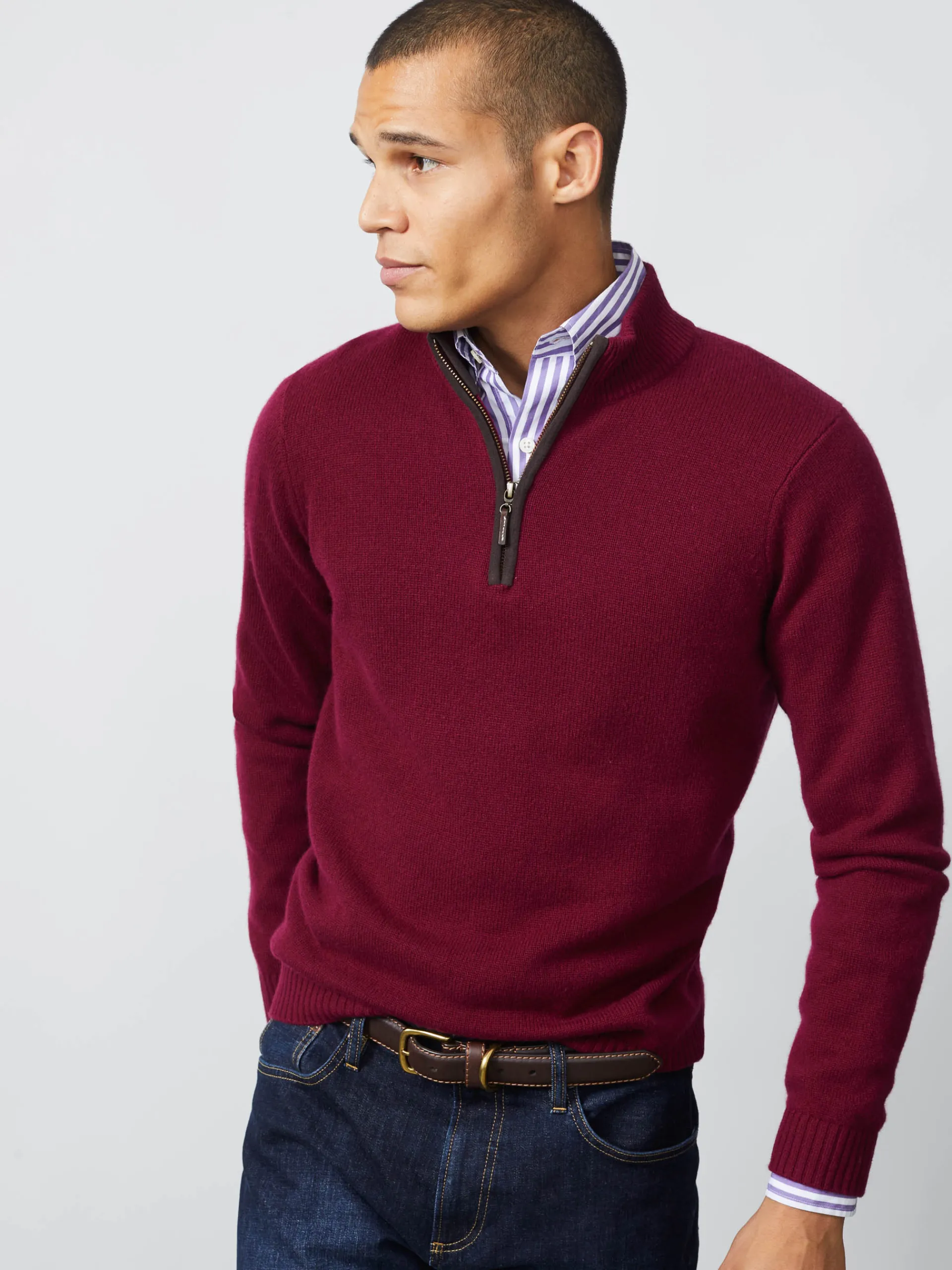 J.McLaughlin Tate Cashmere Sweater HeatherWine Fashion