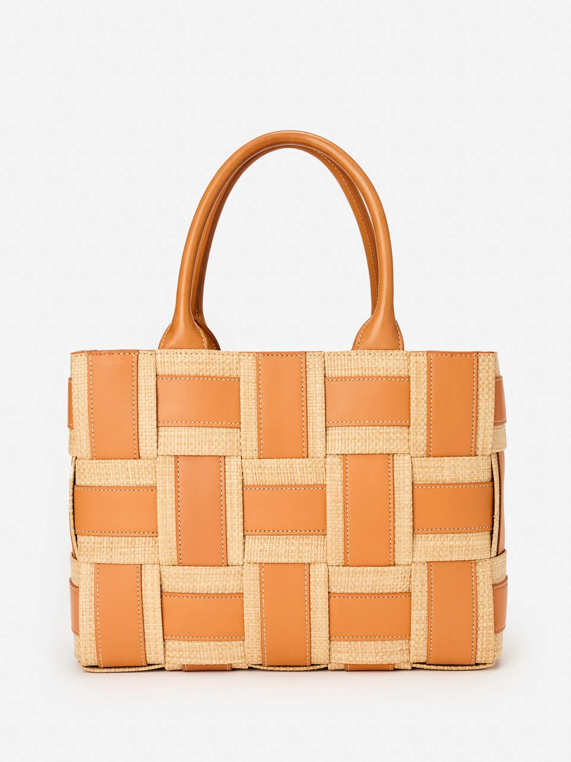 J.McLaughlin Tessare Leather u0026 Raffia Handbag Brown Clearance
