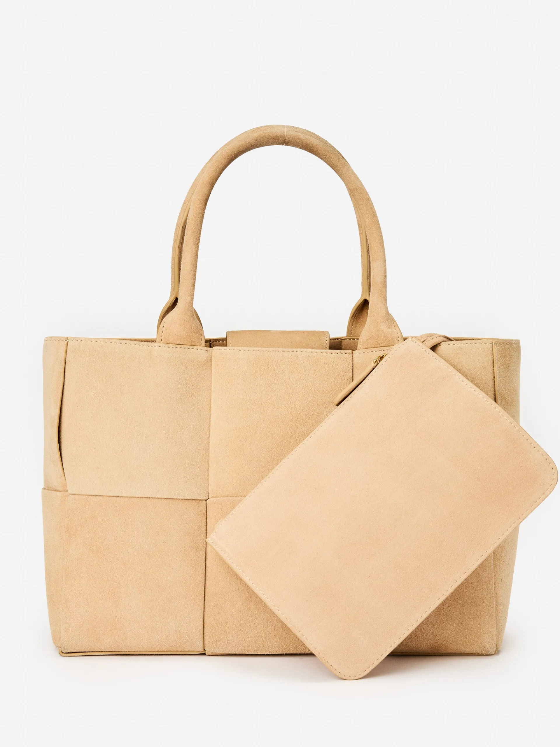 J.McLaughlin Tessare Woven Suede Handbag Sand Discount