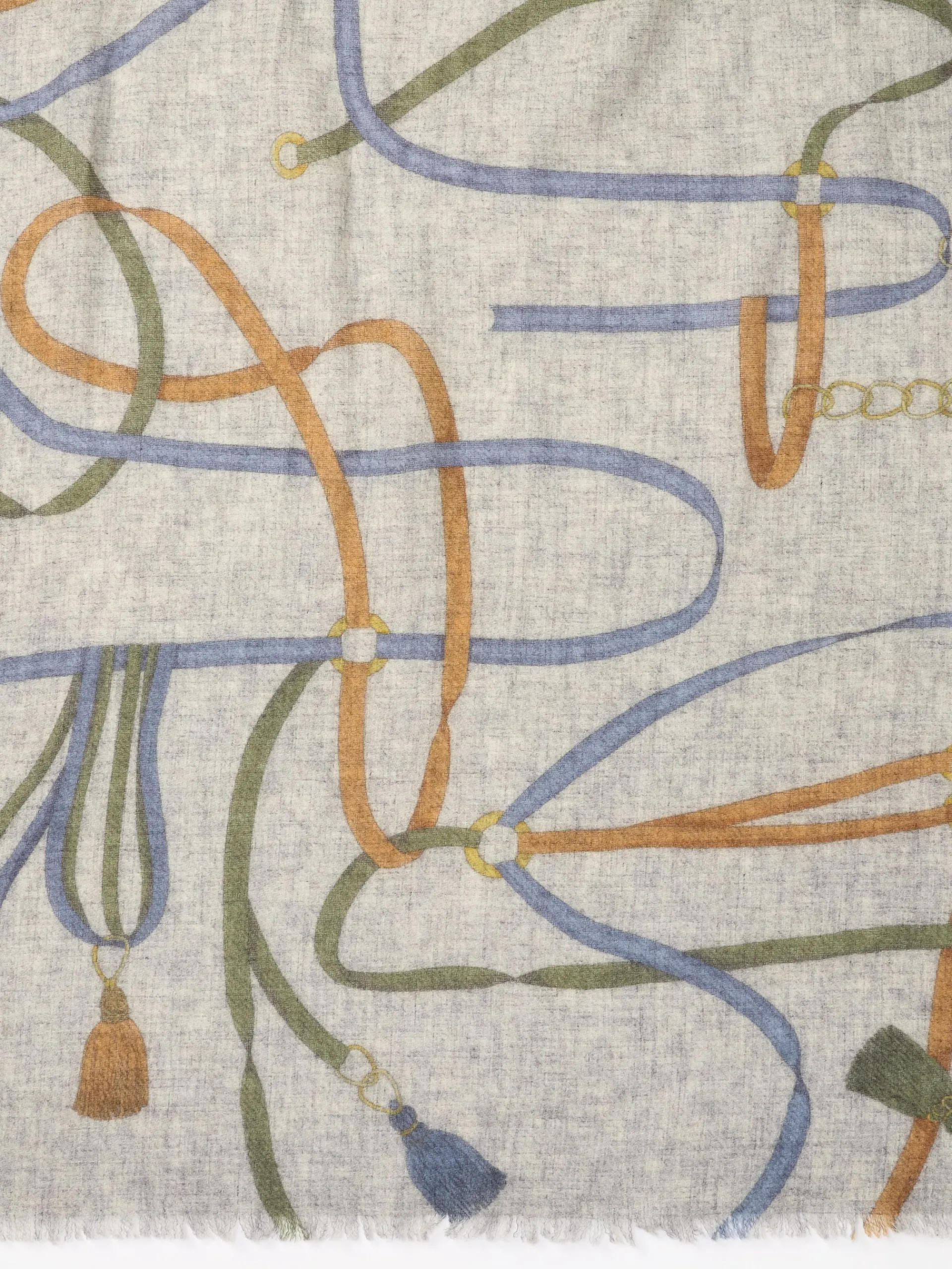 J.McLaughlin Tunis Scarf in Fringe Fete Oblong OffWhite/Blue/Green Store
