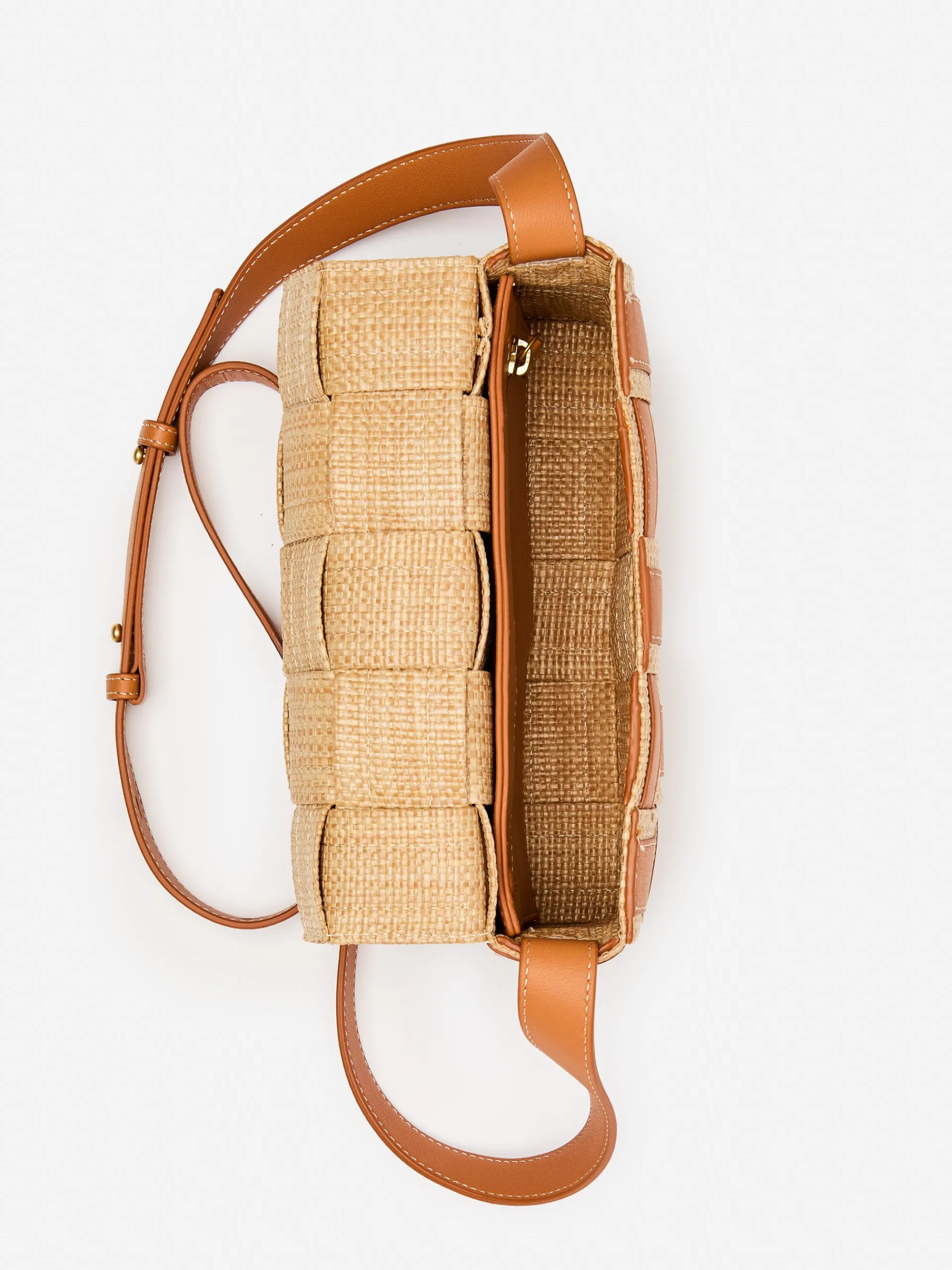 J.McLaughlin Una Leather u0026 Raffia Crossbody Brown Flash Sale