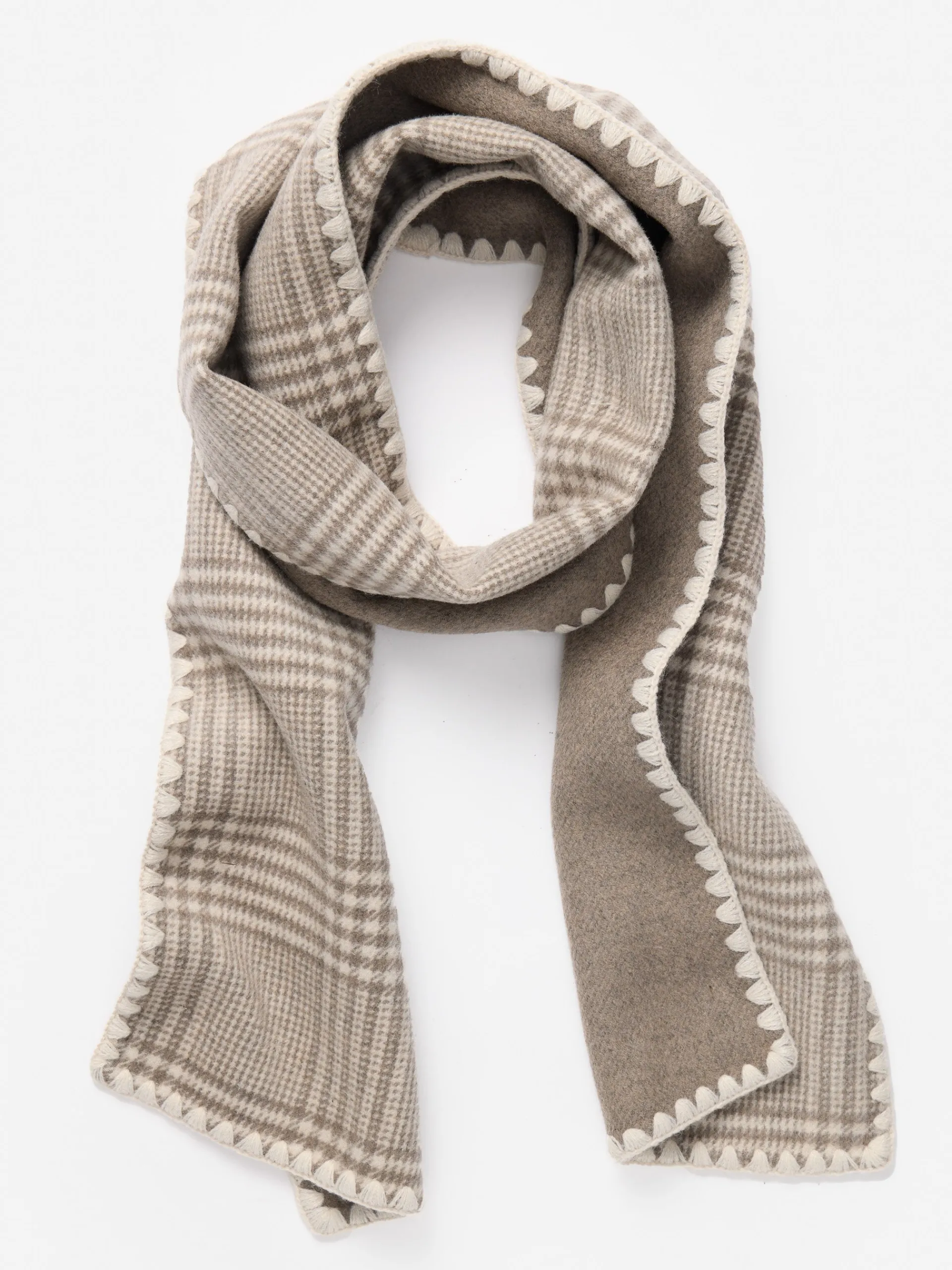J.McLaughlin Valais Scarf in Glen Plaid OffWhite/Gray Hot