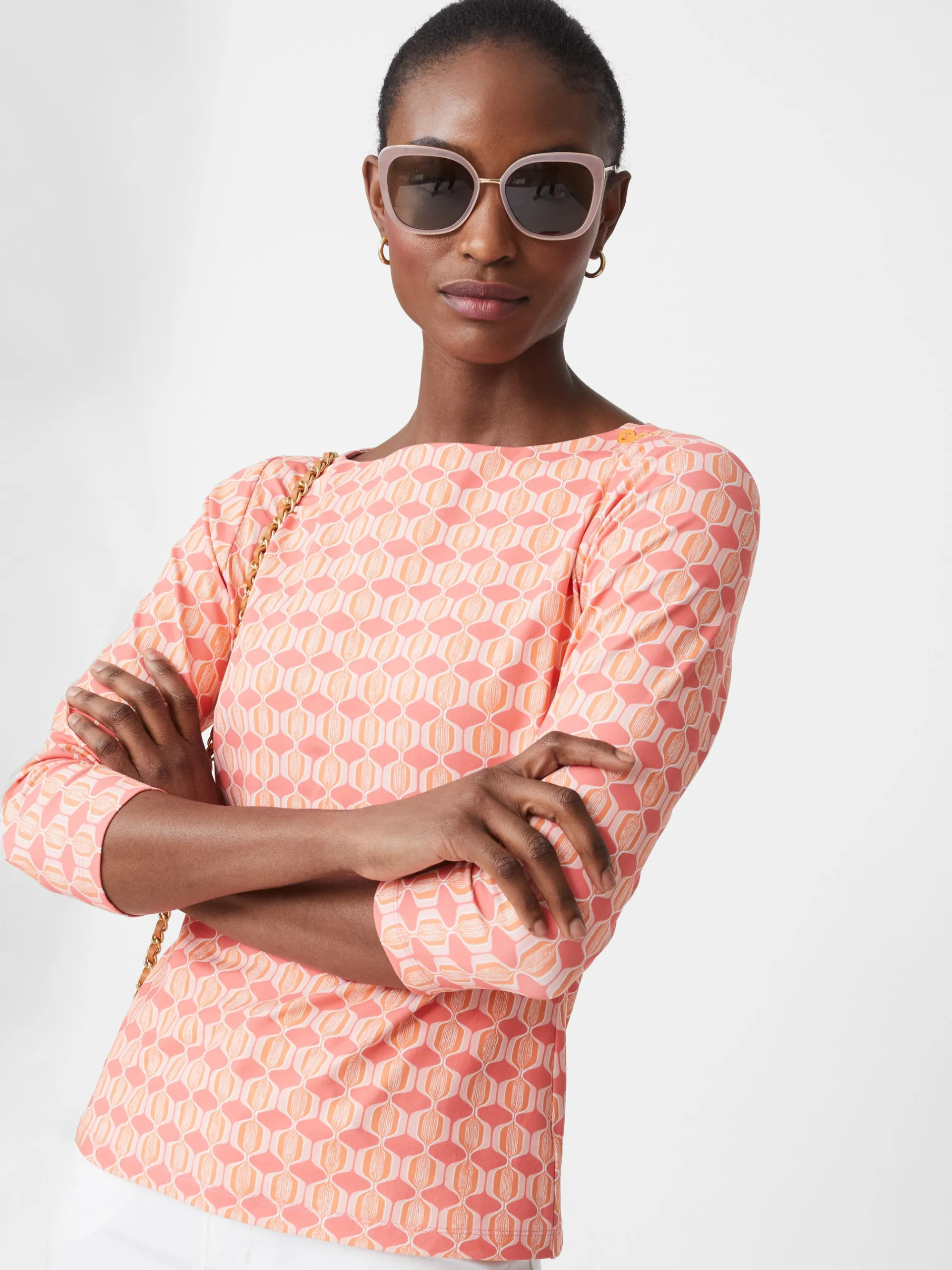 J.McLaughlin Wavesong Tee in Micro Hourglass Coral/Pink Cheap