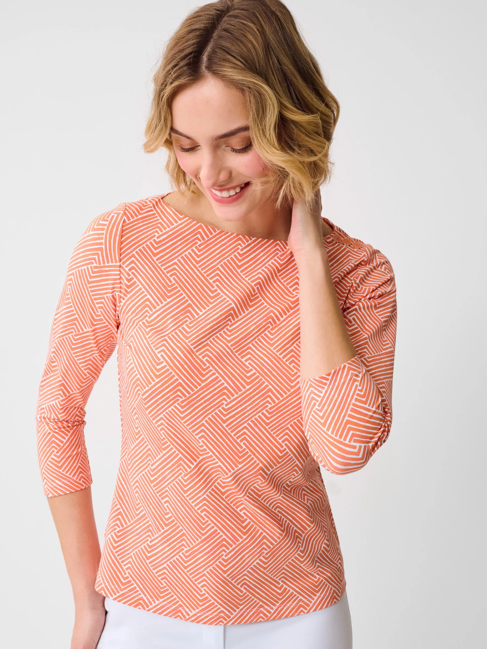 J.McLaughlin Wavesong Tee in Volley White/Orange/Pink Hot